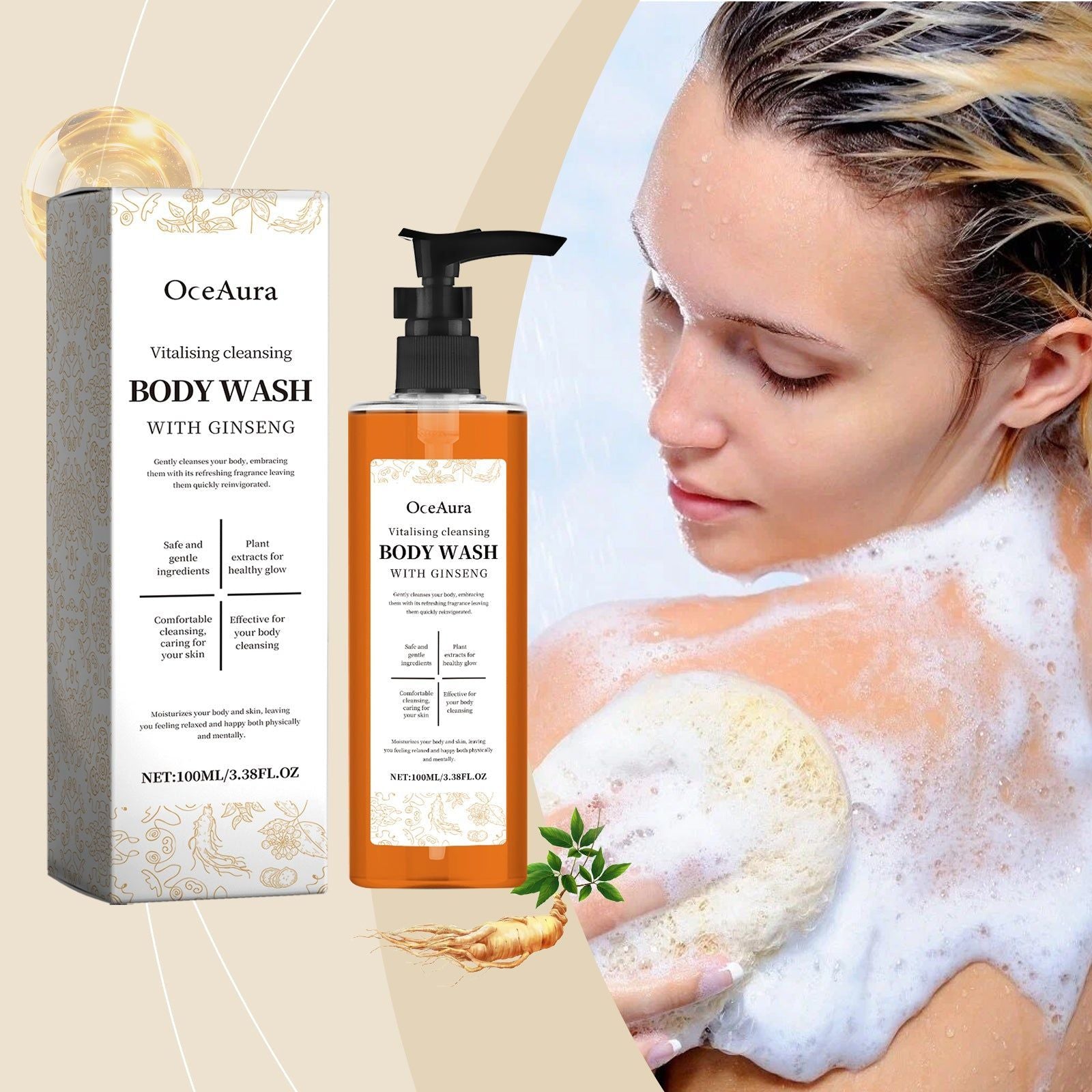 Body Cleansing Shower Gel, Hydrating Moisturizing, Refreshing Skin Glow ,100ml