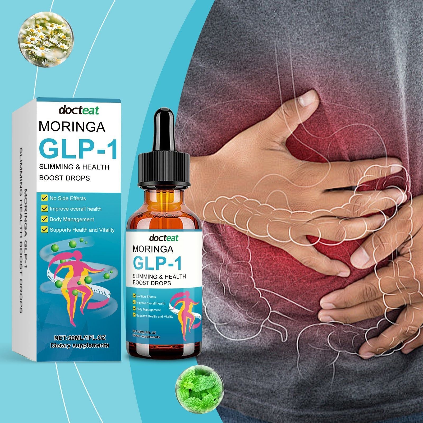 Boost Your Body Care with GLP-1 Plant Extract Essential Oil Drops, Natural Digestive Support ,30ml