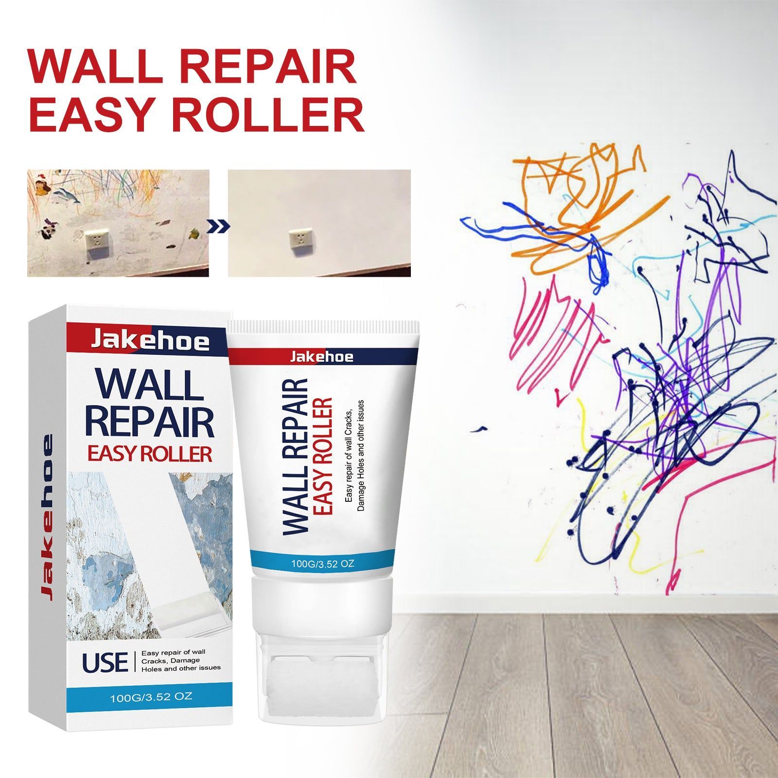 Wall Finish Repair Paste, Waterproof, Anti-Crack, Easy Seamless Wall Fix ,100g