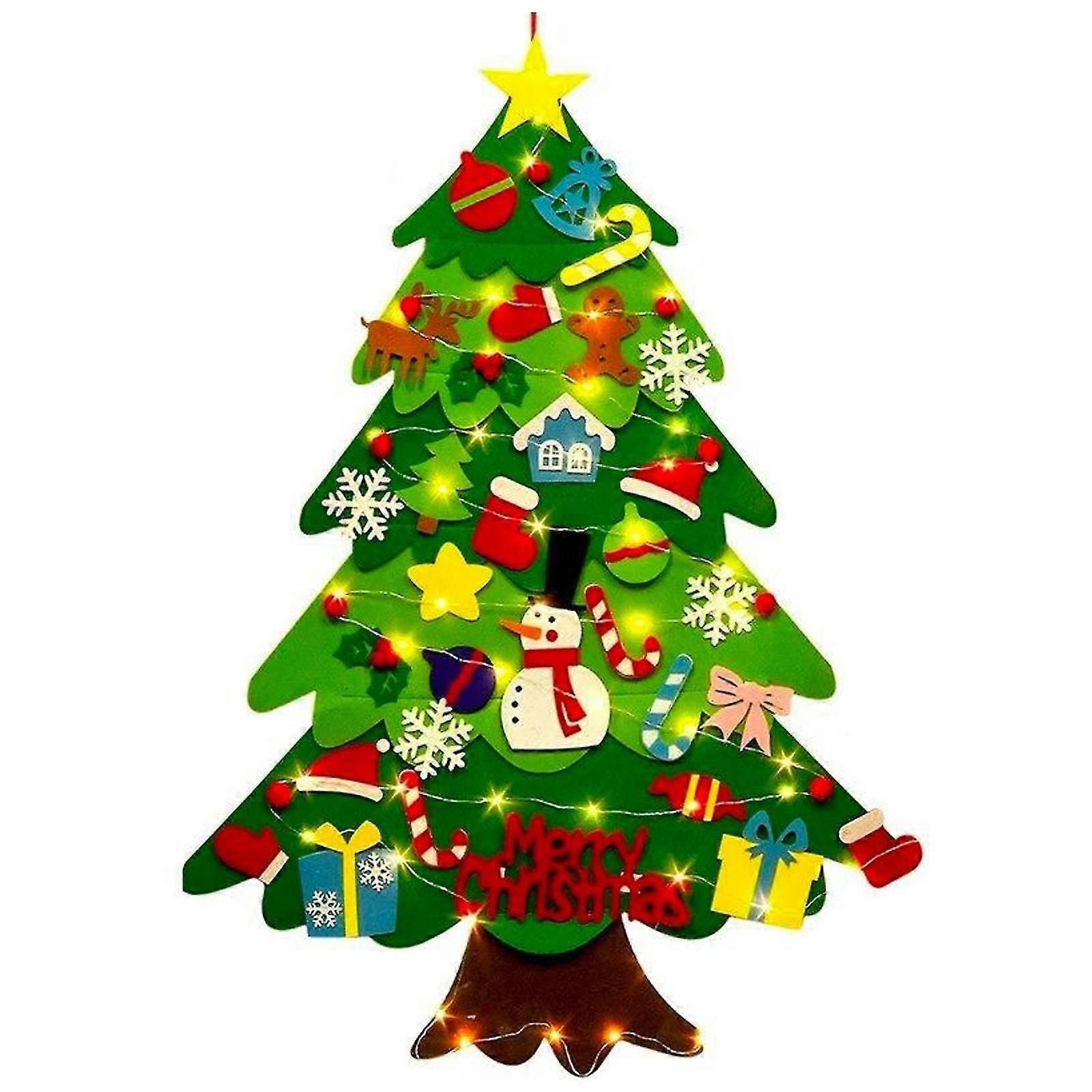 Diy Felt Christmas Tree For Kids Gift,with Detachable 32 Pcs Ornaments For Xmas New Year Decor