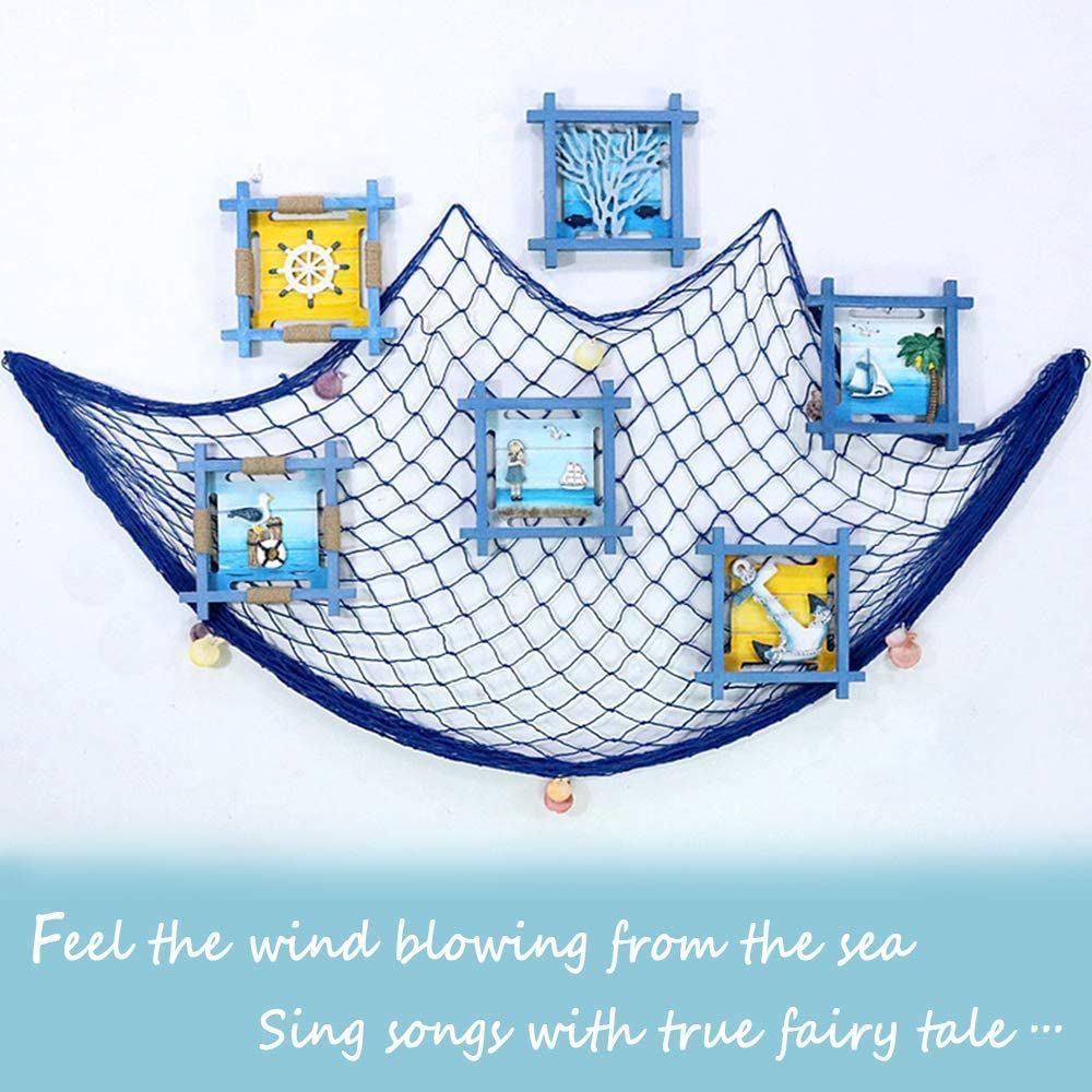 Natural Fishing Net With Seashells Wall Hanging Decor Beach Themed Party Decoration