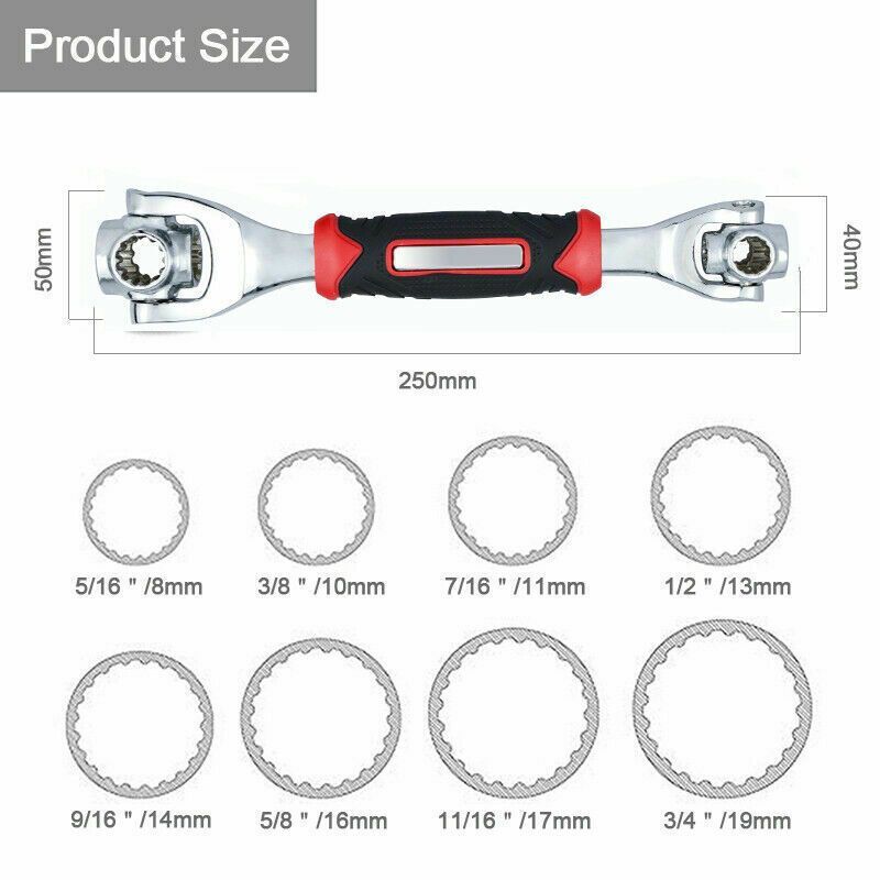 52 in 1 Tiger Wrench Tool Set Multi-Functional Socket Tiger Spanners 360° Rotating Wrench Hand Tools