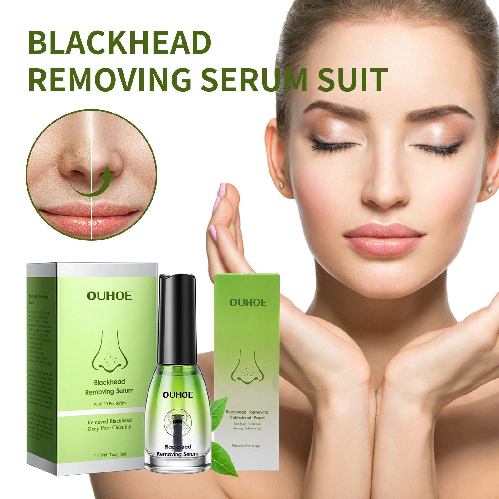 Blackhead Removal Serum, Pore Cleanse, Oil Control, Acne & Blackhead Nose Patch ,1set