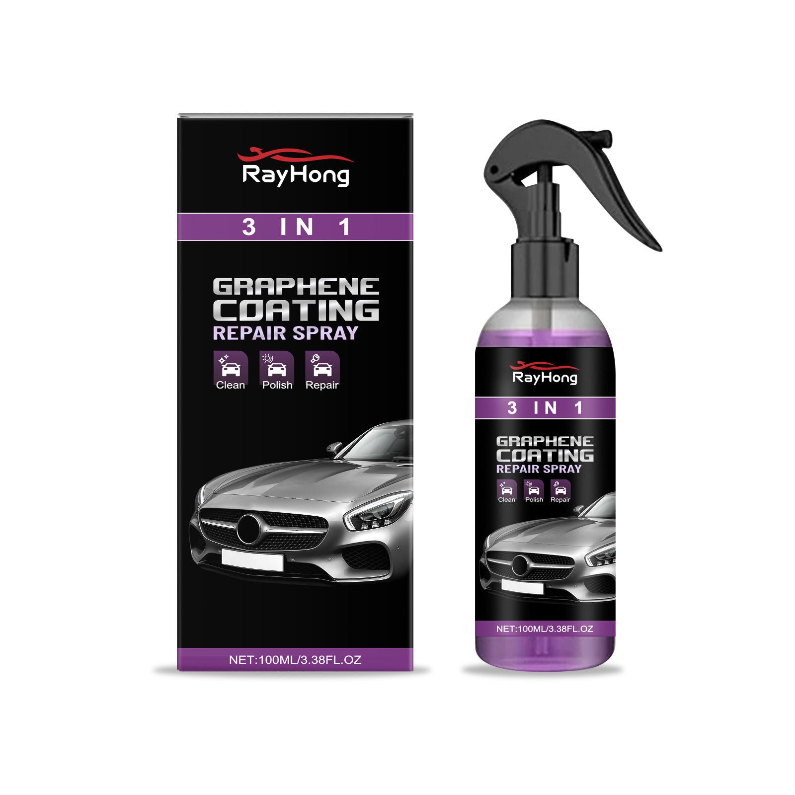 3-in-1 Car Paint Protection Spray, Nano Coating, Waterproof, Anti-Fog, Automotive Supplies ,100ml