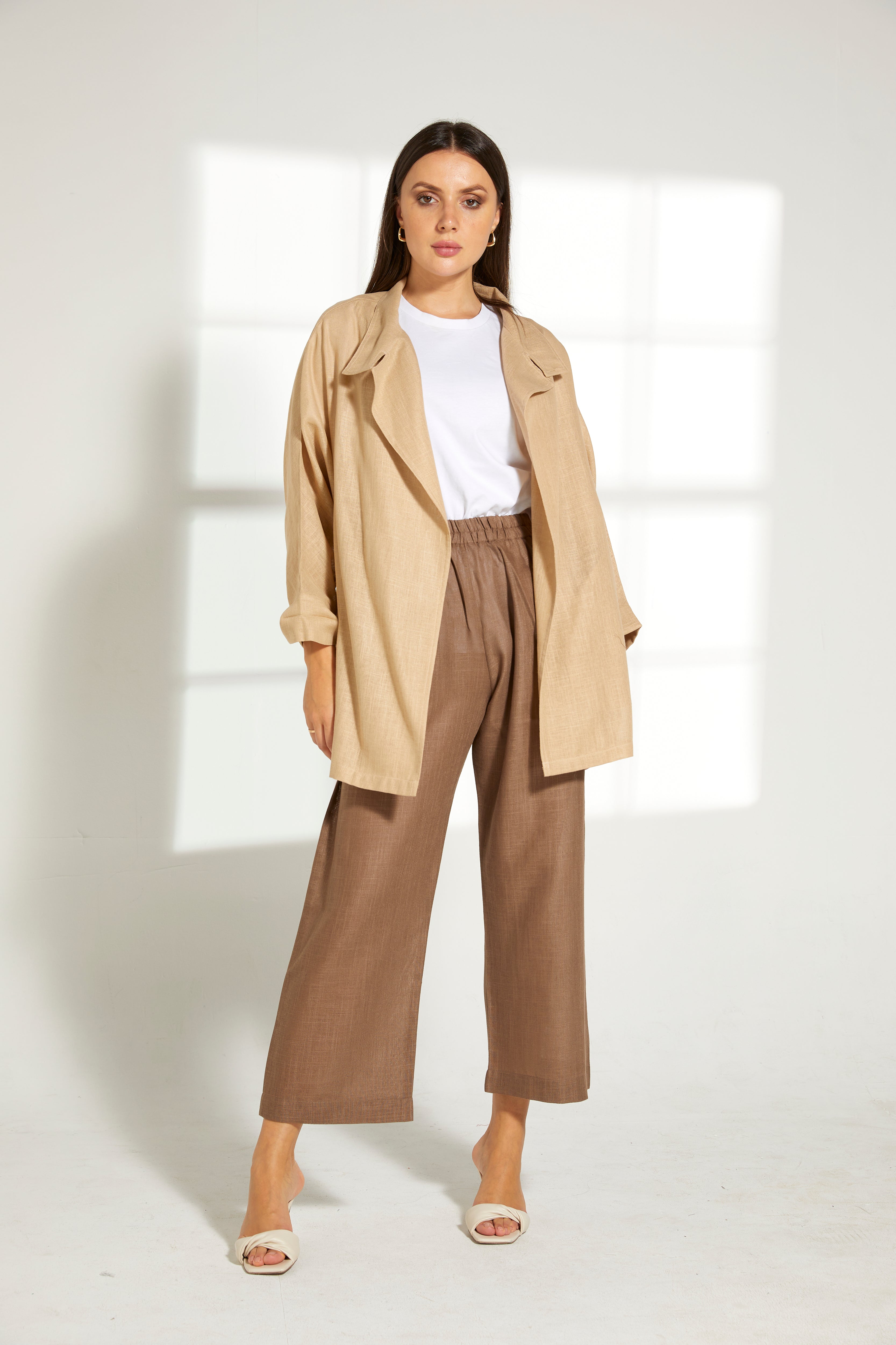 MOiSTREET Multicolor Linen Fabric Top and Pants Set