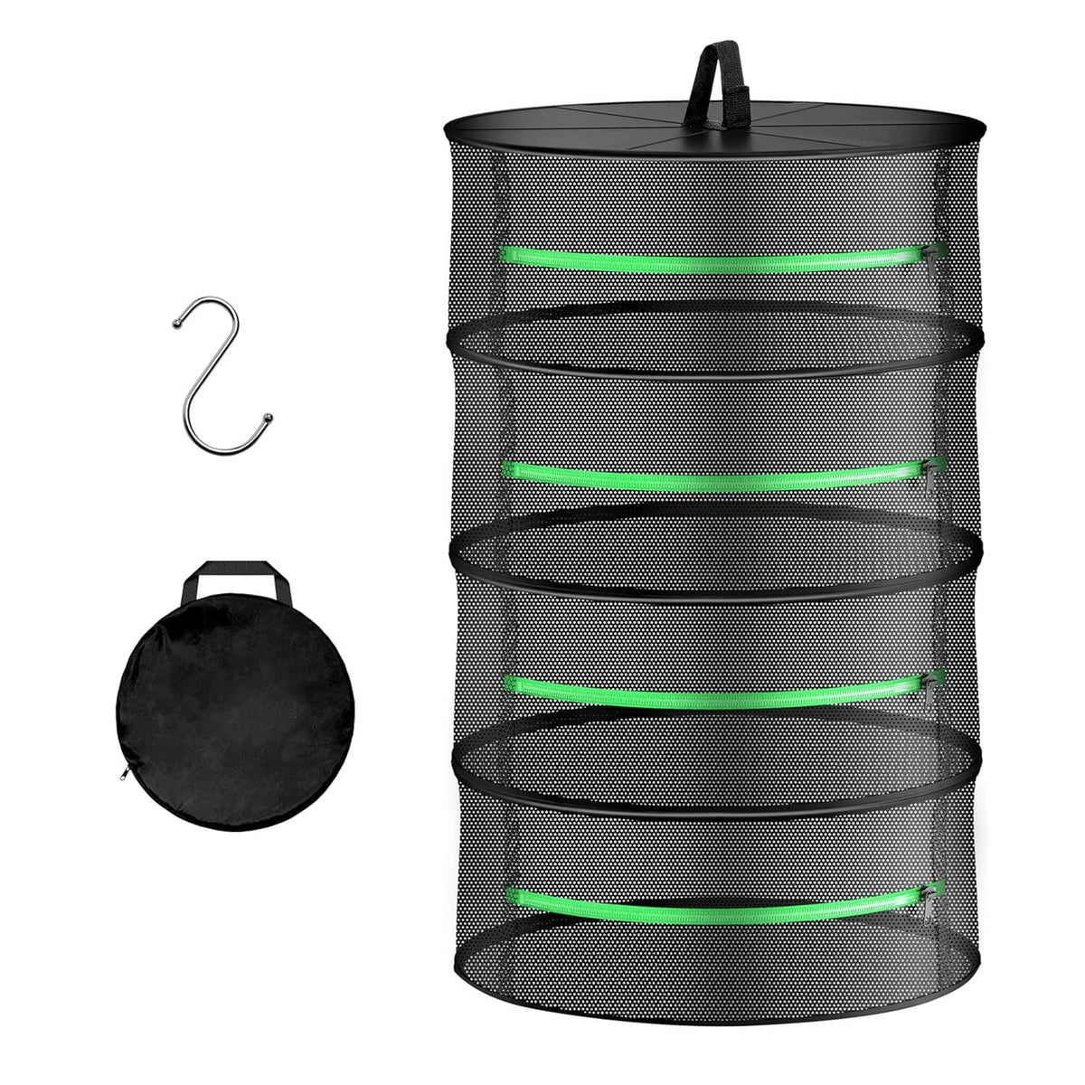 4 Layer Herb Drying Rack Hanging Dry Mesh Folding Basket Dryer for Plants Seeds
