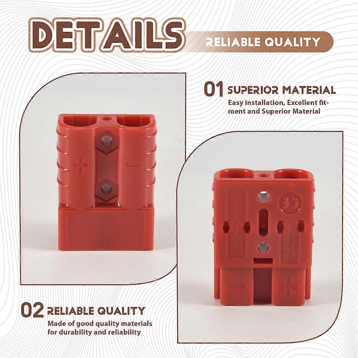 For Anderson Style Plug Connectors 50A 600V Terminals Plugs Red