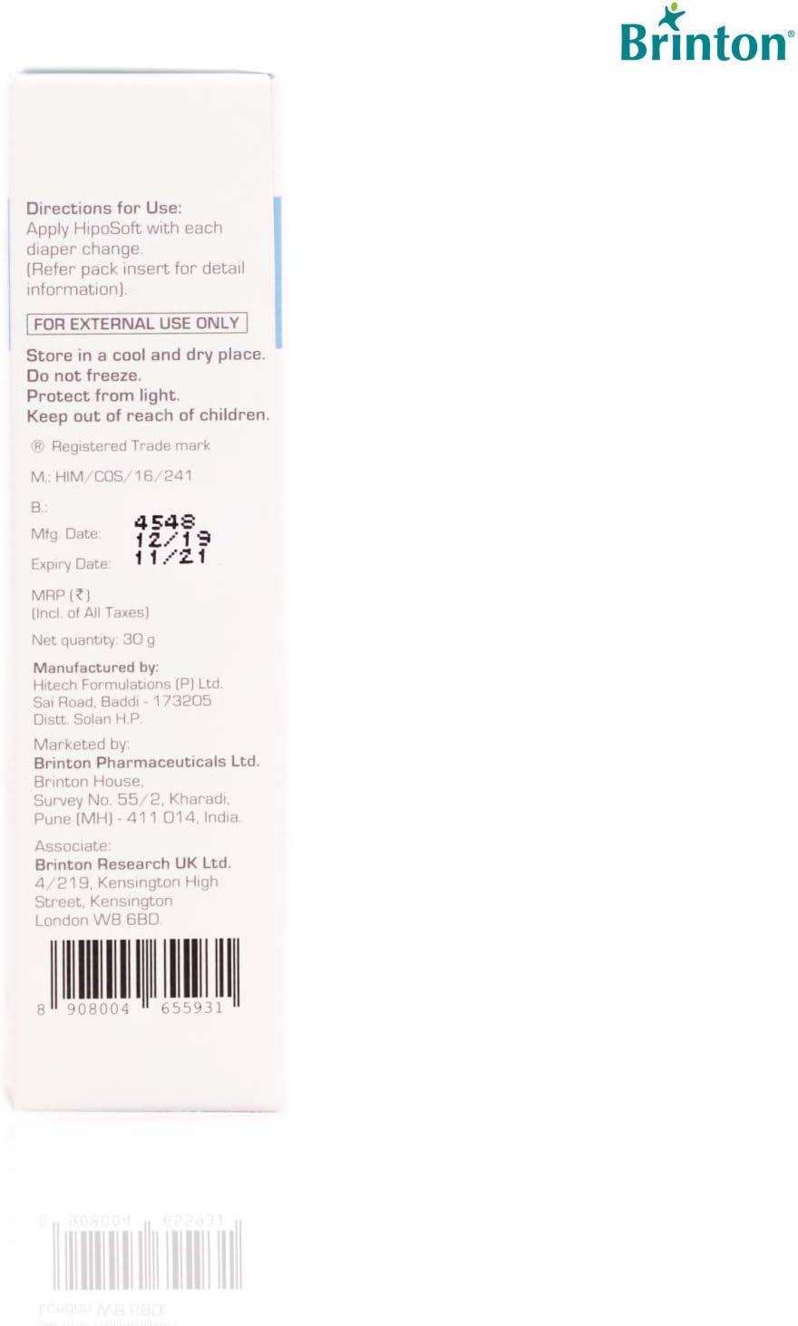 Brinton HipoSoft Diaper Rash Cream 30g