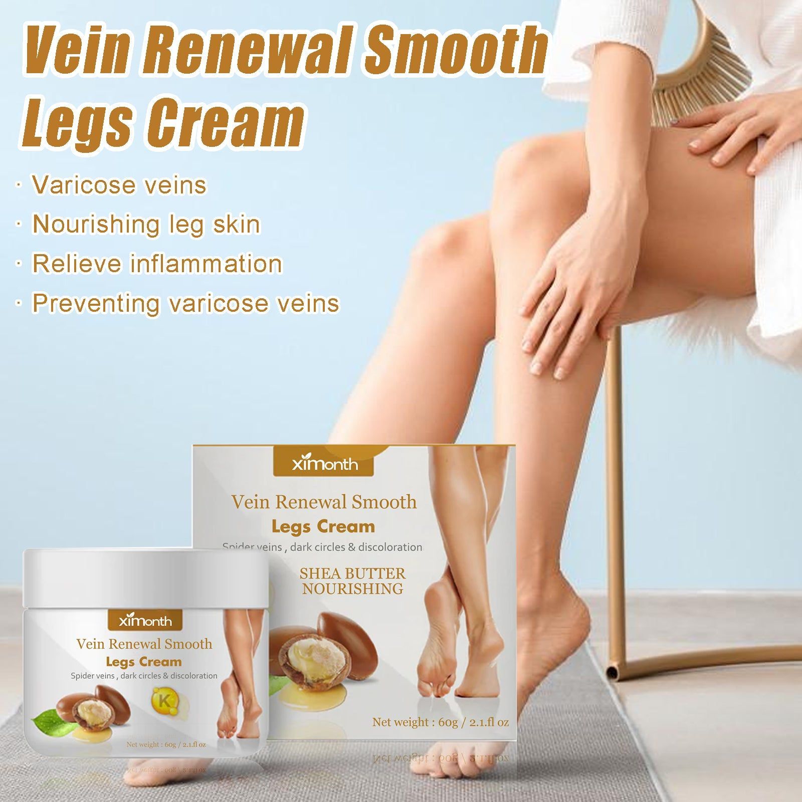 Revitalize Legs Repair Veins Cream, Soothe Varicose & Spider Veins, Fast Relief ,60g