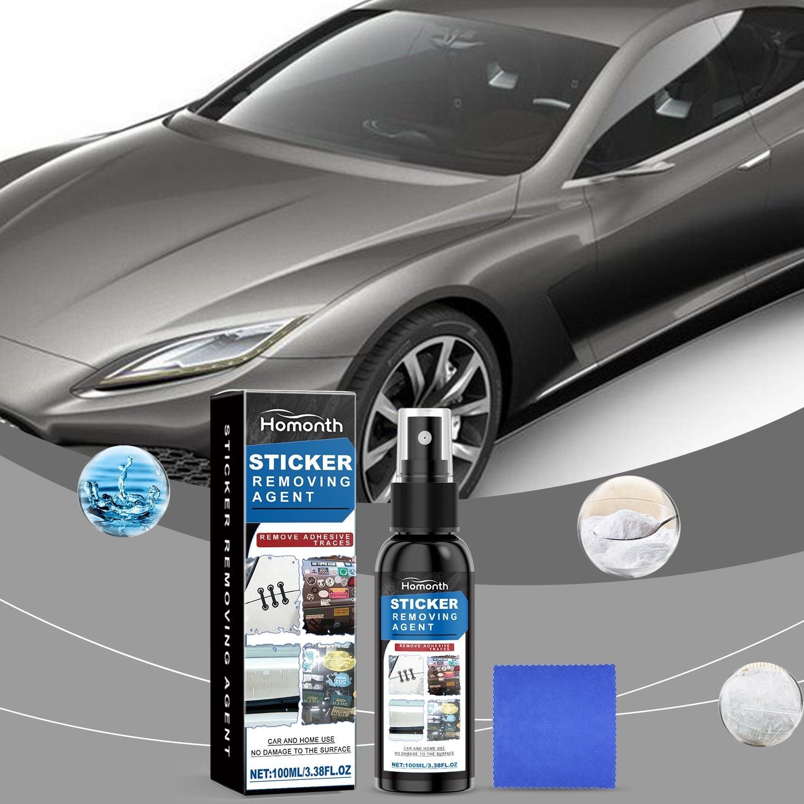 Adhesive Remover for Cars, Easy Sticker & Glue Removal, No Residue ,1set