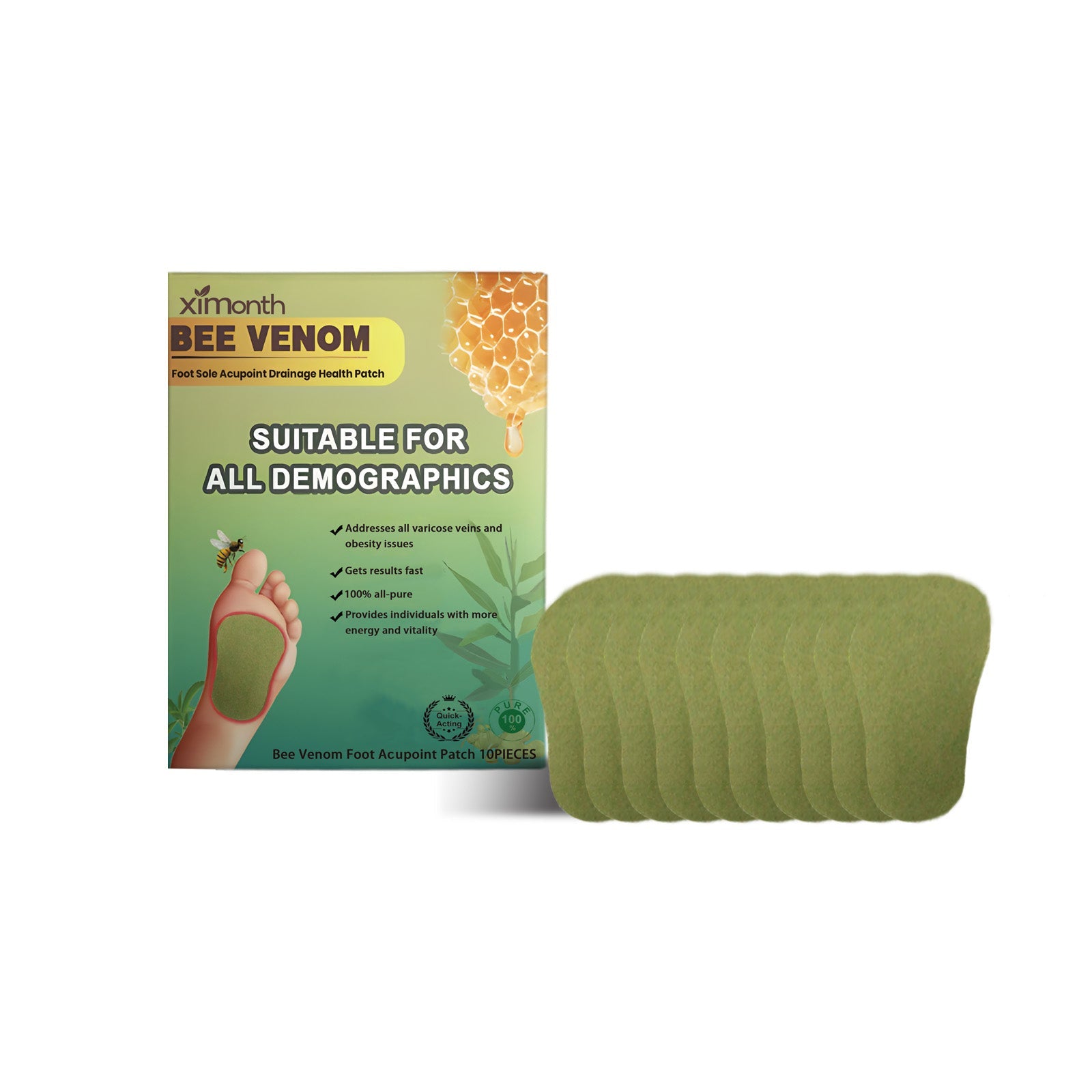 Bee Venom Foot Patch for Slimming and Toning, Relax, Detox, Foot Care ,10pieces