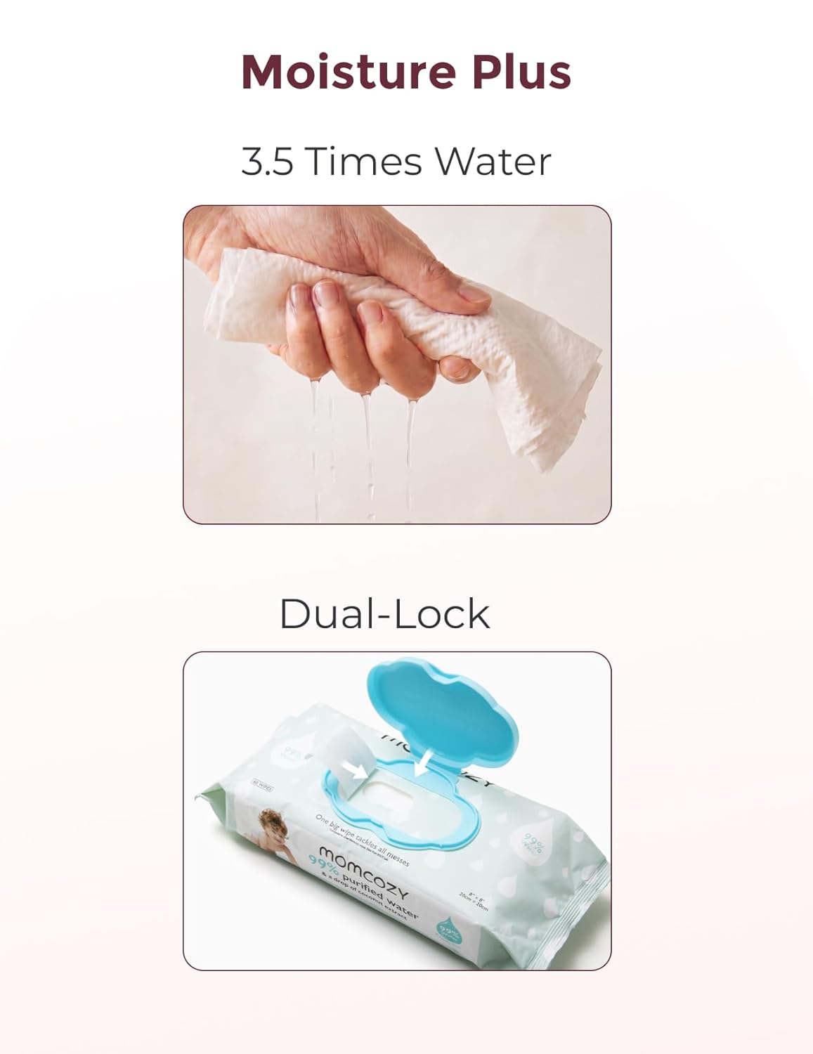 Momcozy Water Wipes - Extra Large Size Design