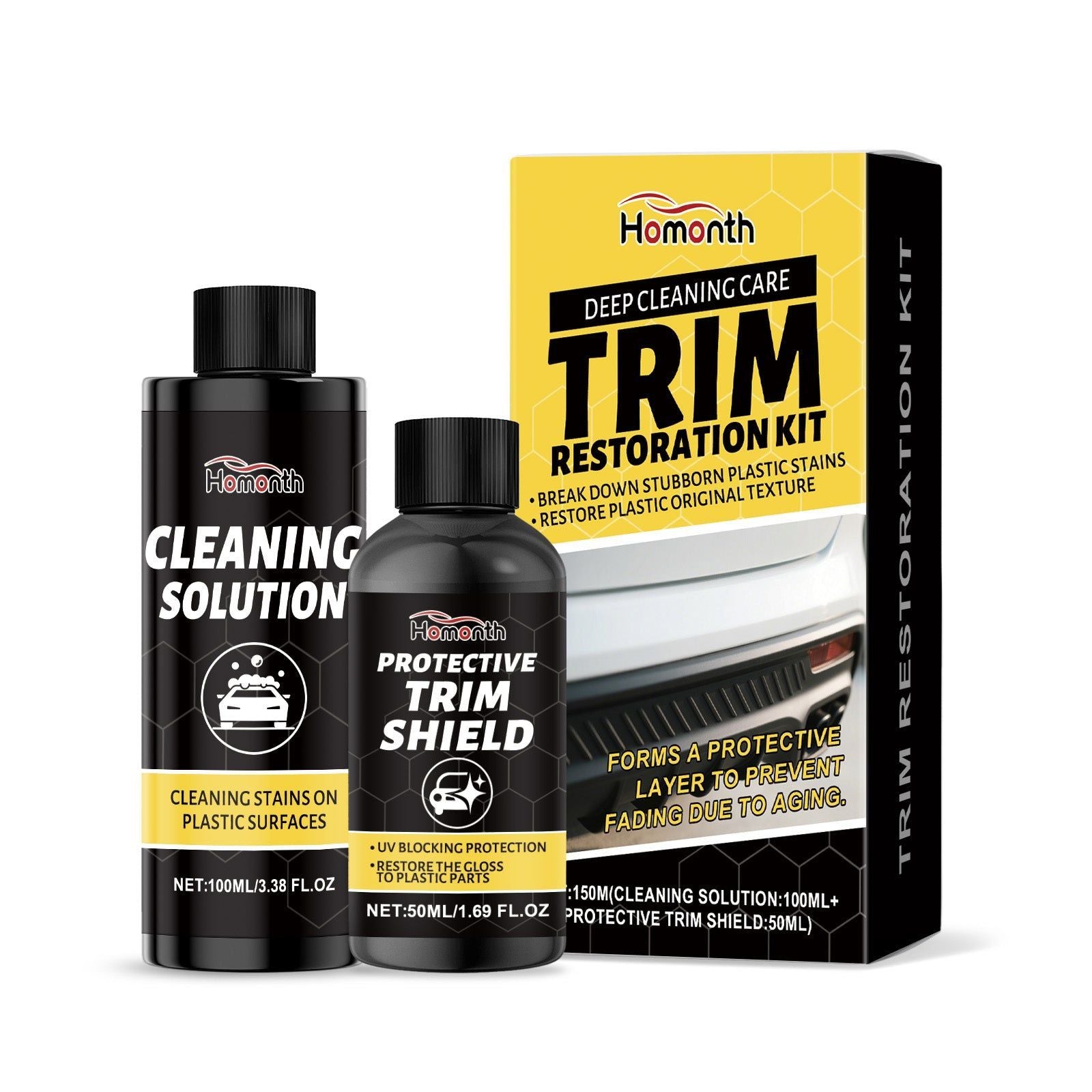 Car Care Plastic Cleaning Set, Interior Detailing, Stain Removal, Shine Restoration ,1set