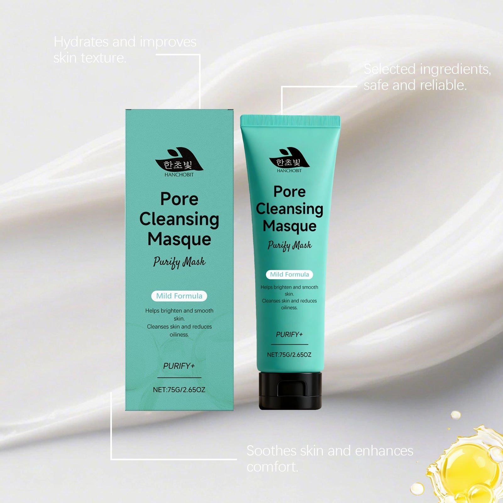 Deep Cleansing Mud Mask for Oily Skin, Pore Refining, Acne Control, Hydrating ,75g