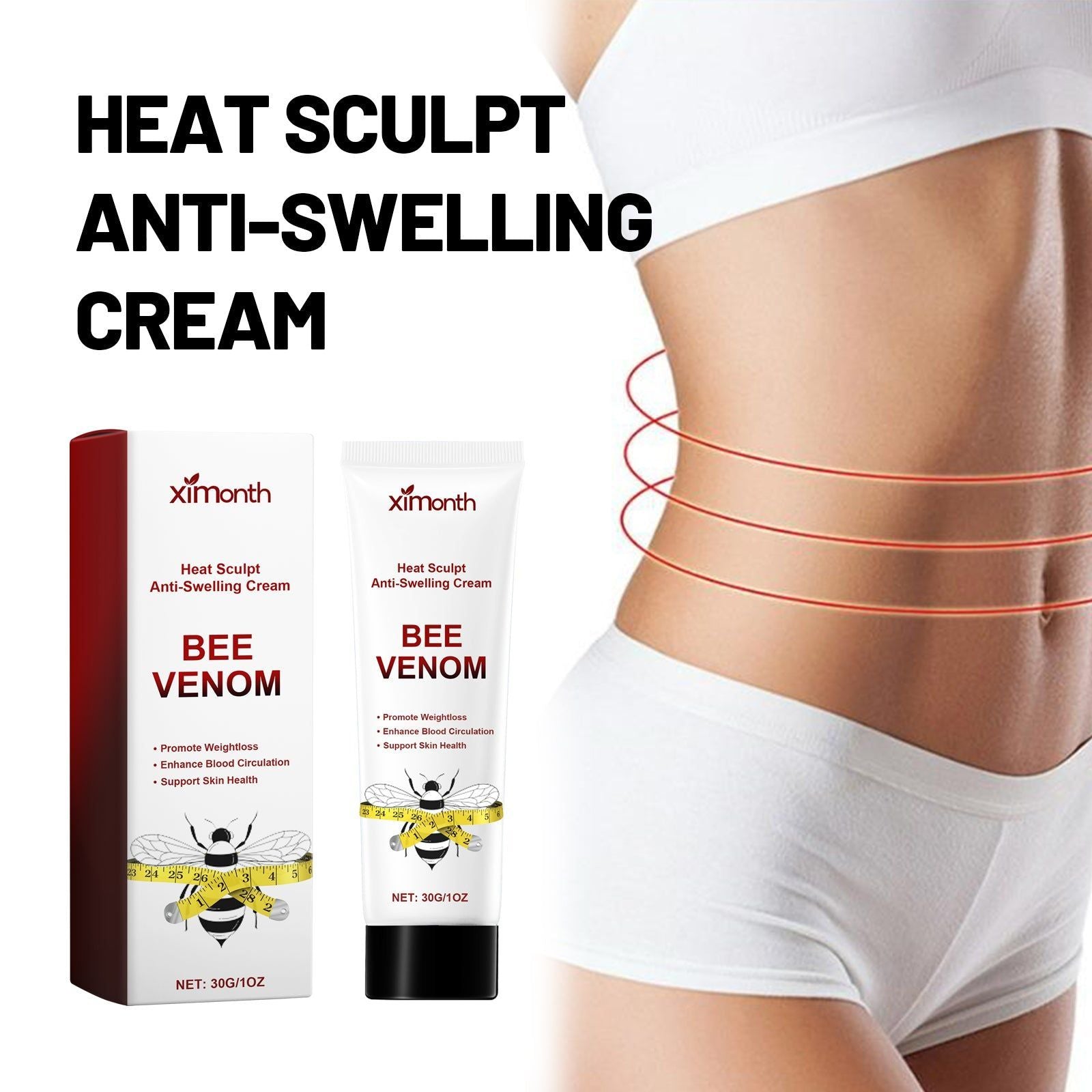 Transform Your Body with Heat Sculpt Anti-Swelling Cream, Boost Circulation, Firm & Tone ,30g