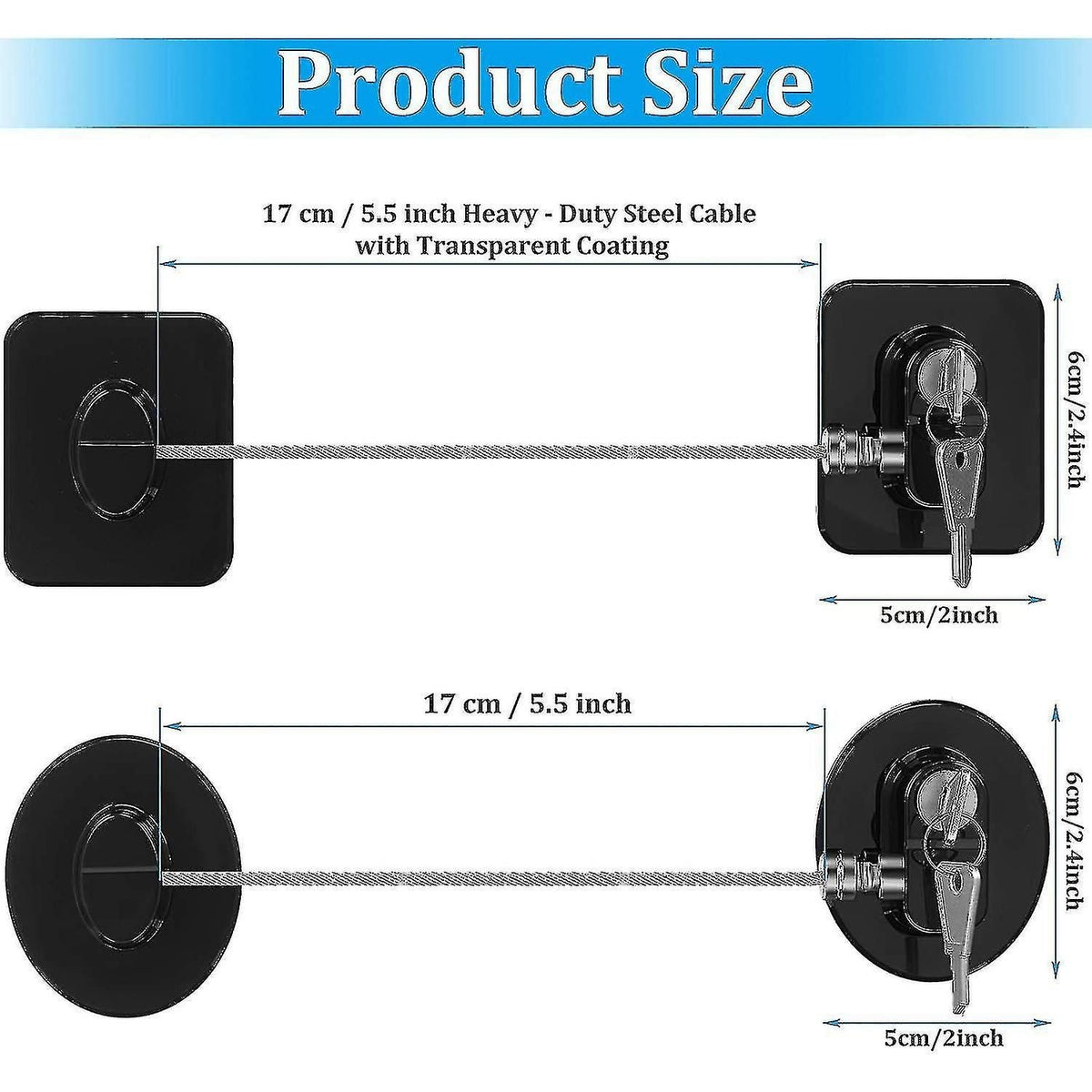 4 Piece Refrigerator Lock Set With 8 Keys for Childproof Security