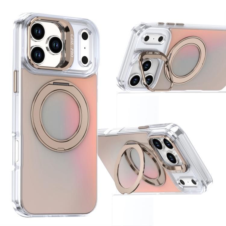 For iPhone 18 Pro Max / iPhone 17 Pro Max Gradient Discolor Rotating Holder Lens Kickstand Magsafe Phone Case