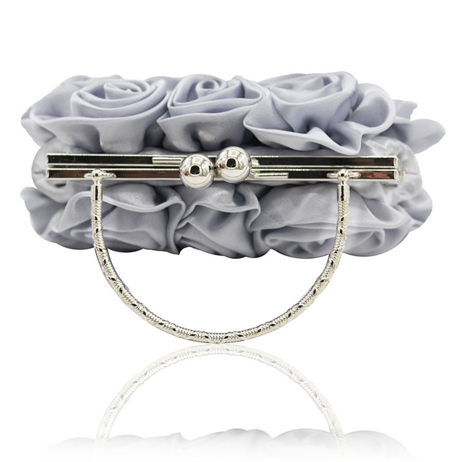 Woman Evening Bag Flower Satin Pouch Clutch Bag for Wedding Party