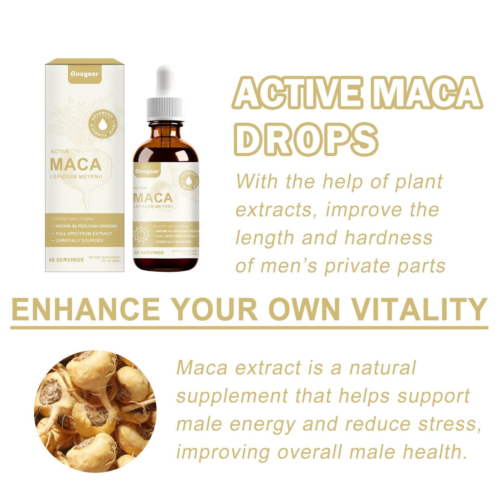 Active Maca Drops for Male Energy Boost, Natural Body Care, Stress Relief ,30ml