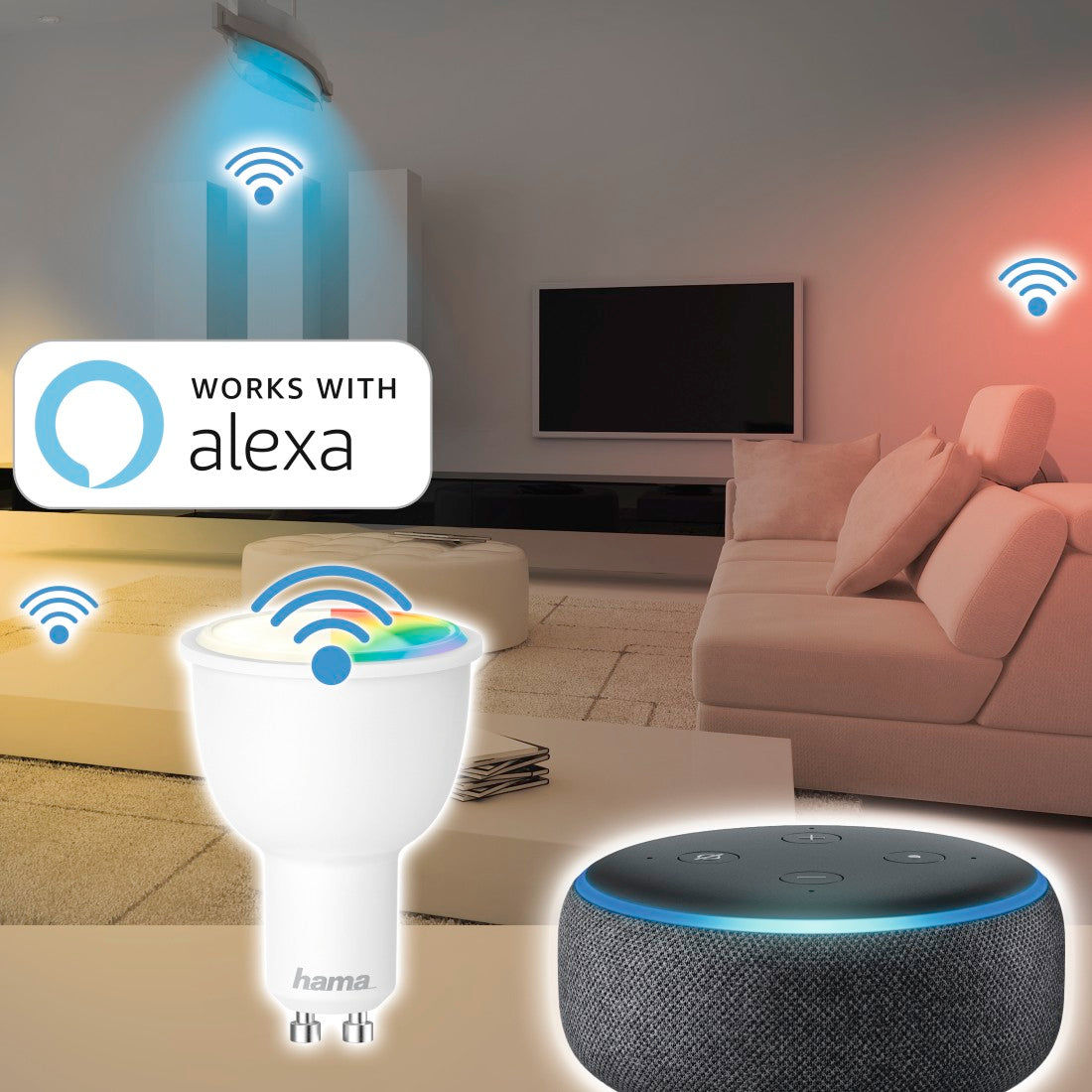 Hama176548 WiFi-LED Light, GU10, 4.5W, RGB, can be dimmed