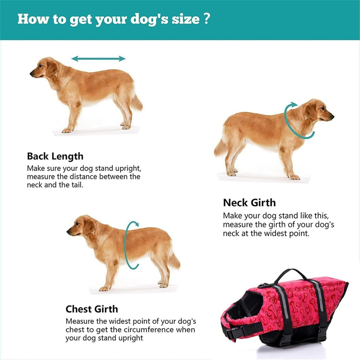 Dog Life Vest Dog Adjustable Life Jacket Safety Lifesaver with Handle for Small Medium Large Dogs