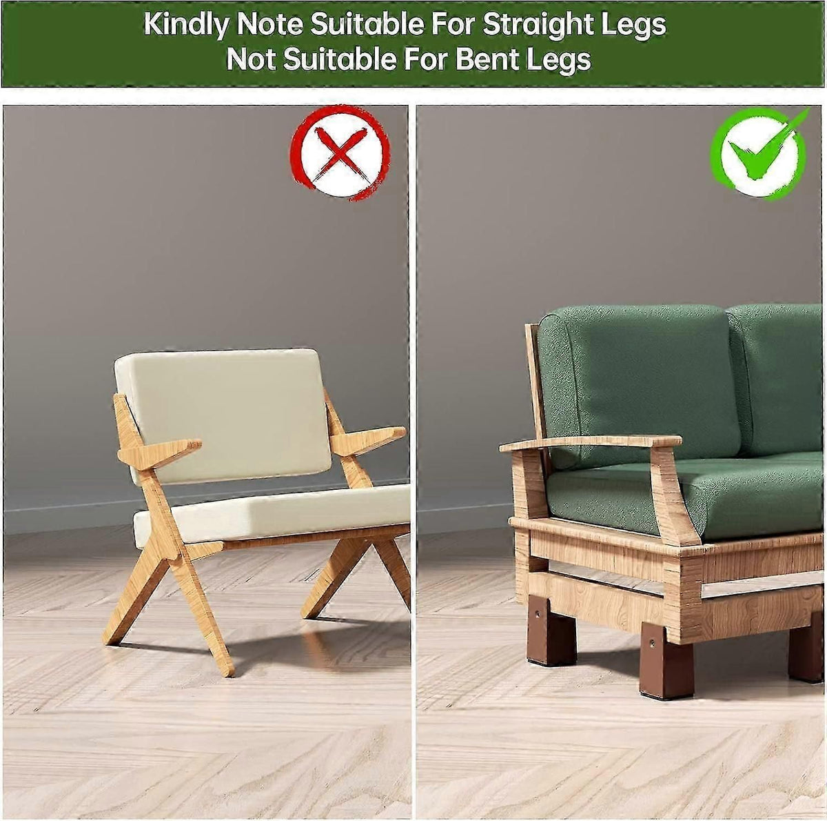 4-Pack Adjustable Bed Risers Heavy Duty Furniture Leg Extenders