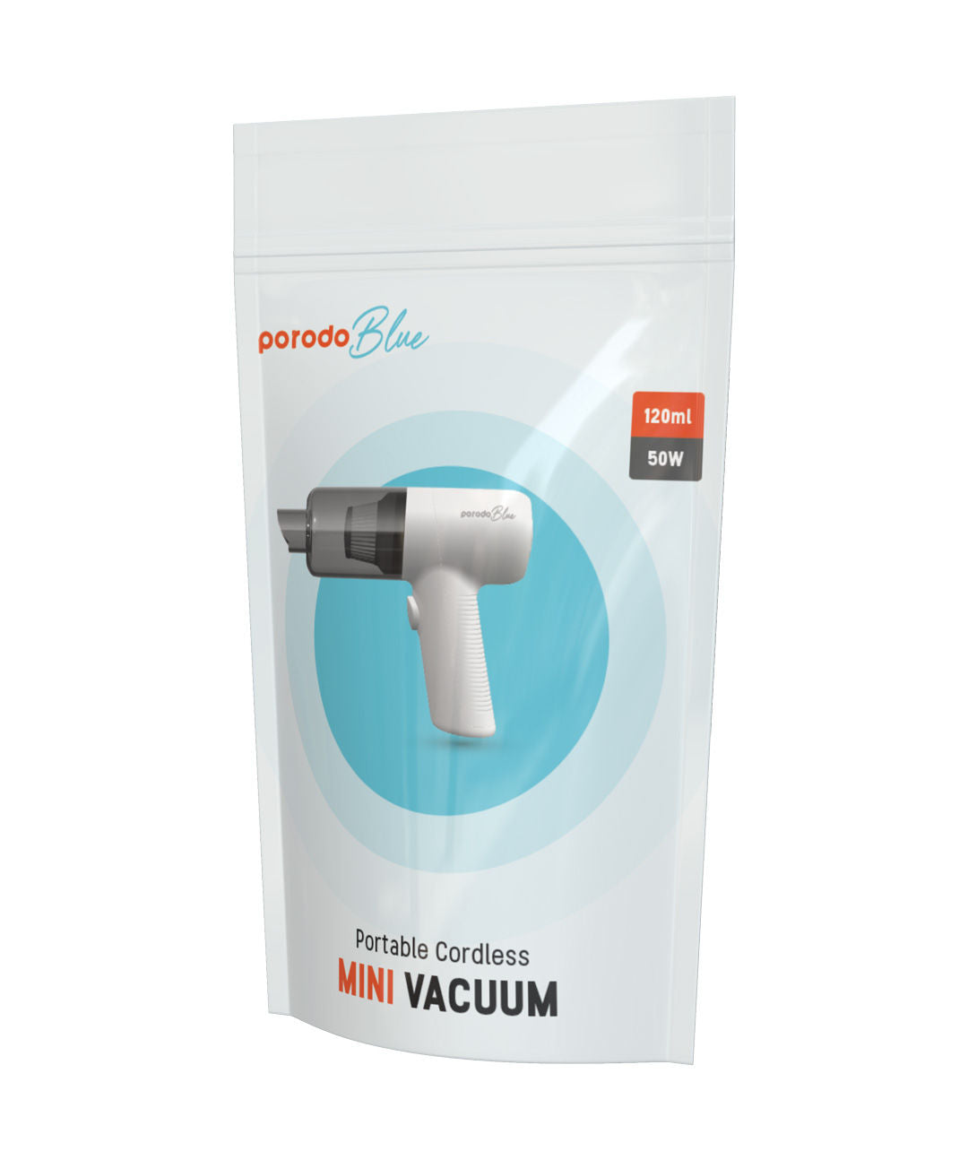 Porodo Blue Portable Cordless Mini Vacuum Cleaner, 50W, 120ml, White