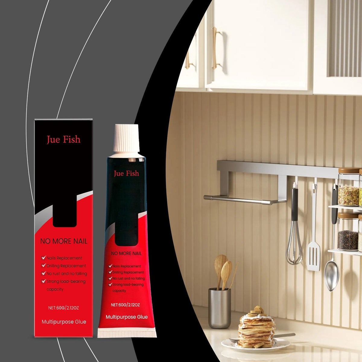 Universal Nail-Free Glue Repair for Walls, Tiles, Metal, Glass, Shock & Temp Resistant ,60g