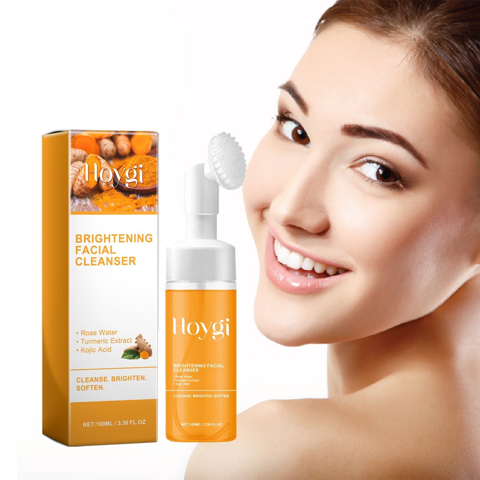 Brightening Turmeric Facial Cleanser for Deep Pore Cleansing, Acne Mark Fade, Moisturizing, Youthful Skin ,100ml