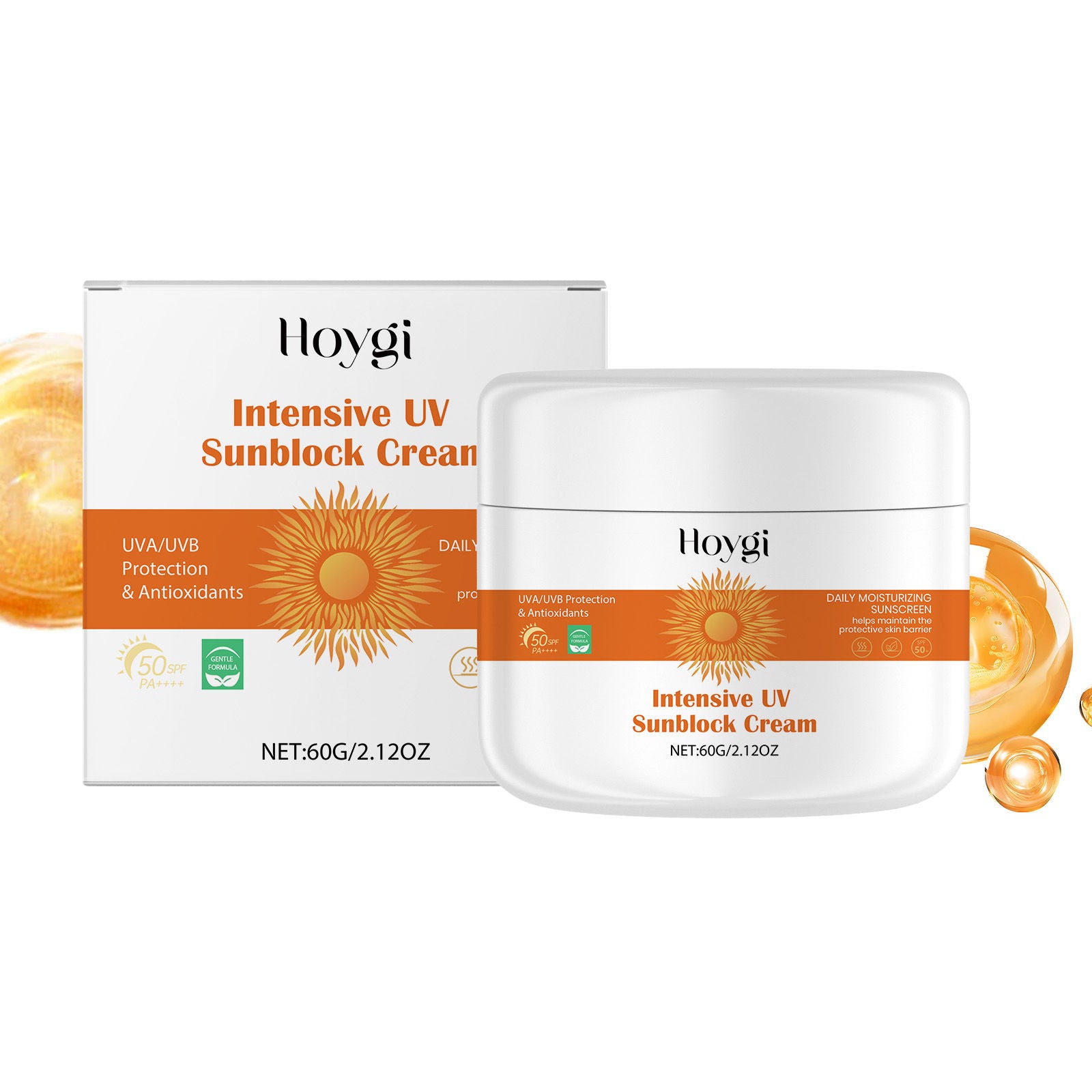Anti-Aging Sunscreen Moisturizer, SPF 50, Hydrating, UV Protection, Anti-Wrinkle, Daily Face Body Care ,60g