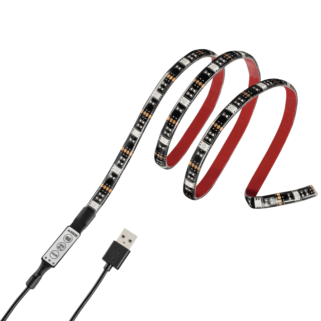 Hama 12344 USB LED Light Strip with Integrated Control Unit, RGB, 1 m
