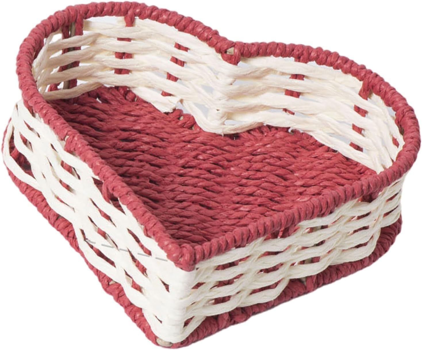 2 Pack Decorative Heart Shaped Basket Fruit and Vegetable Display Organiser for Home Office