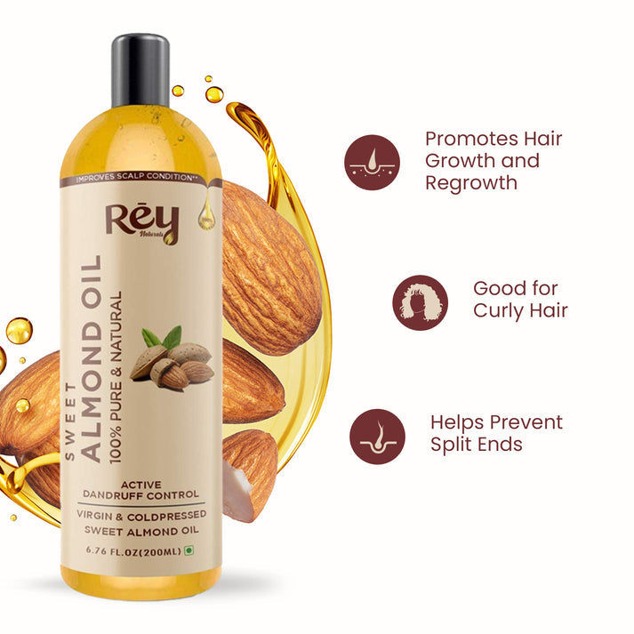 Rey Naturals Almond Hair Oil (Badam oil) 200 ml