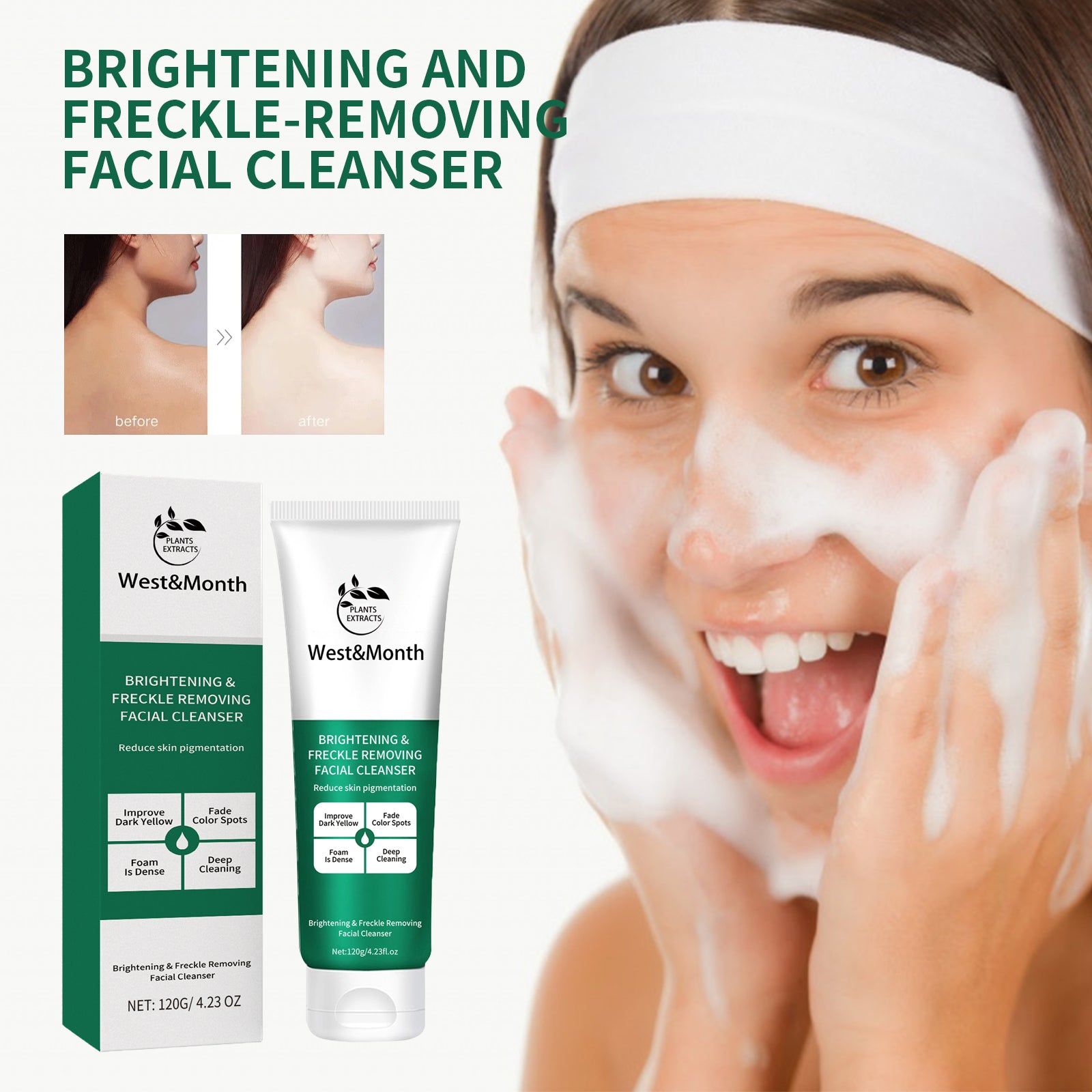 Brightening and Cleansing Facial Cleanser, Gentle Moisturizing, Acne Control, Hydrating, Refreshing ,120g