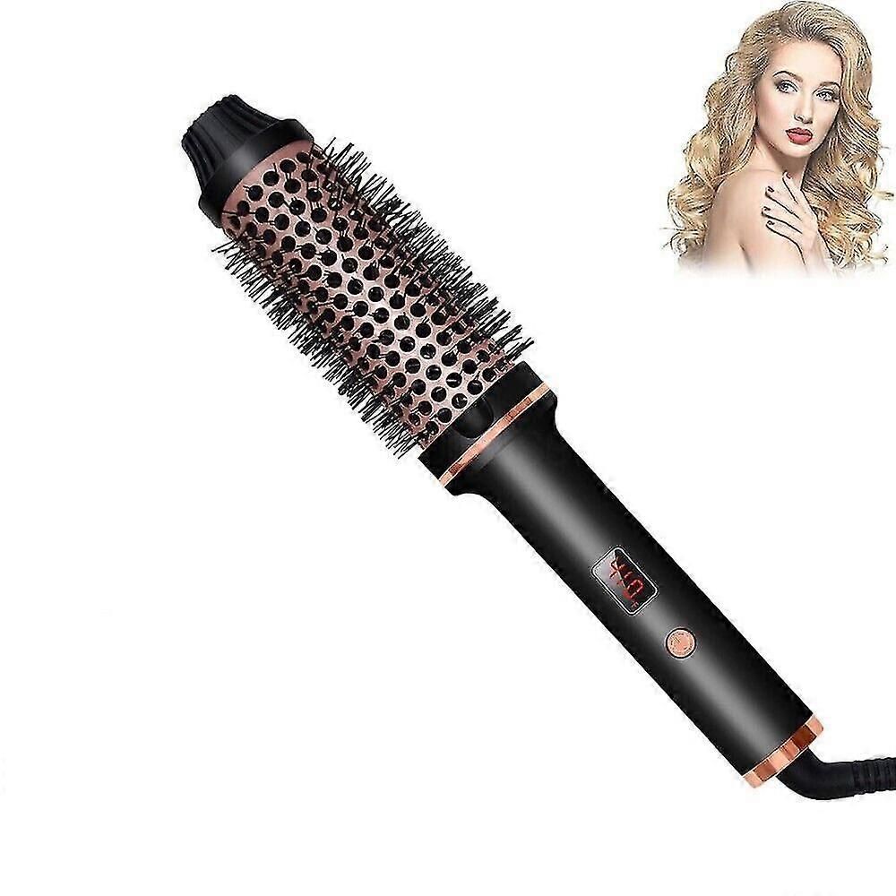 Thermal Brush 1.5 Inch Heated Curling Brush Ceramic Curling Iron Volumizing Brush Heating Round Brush Travel Hair Curler Comb zxin