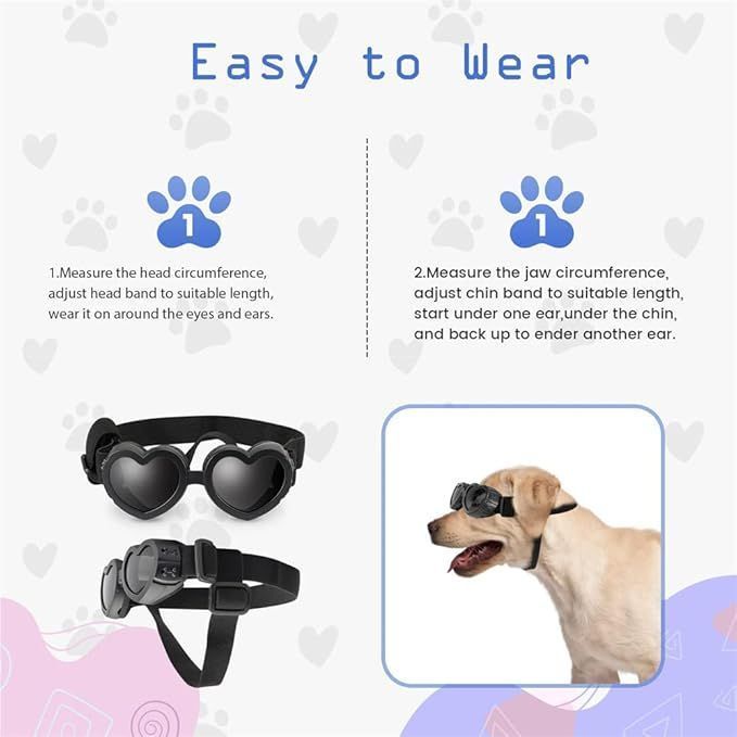 Dog Goggles Dog Glasses Heart Shape Pet Sunglasses for Small Dogs Pet Supplies