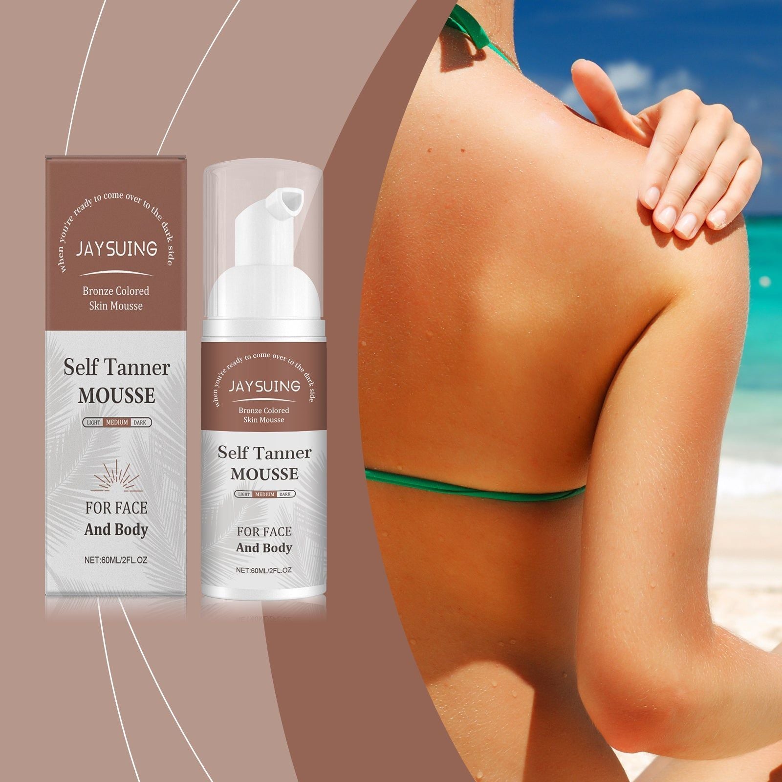 Boost Your Tan with Black Foam Mousse, Hydrating Sunless Tanning, Natural Wheat Moisturizer ,60ml