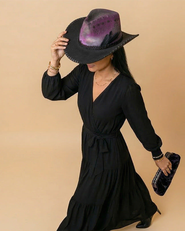 By Carmenzo Purple feather unisex hat