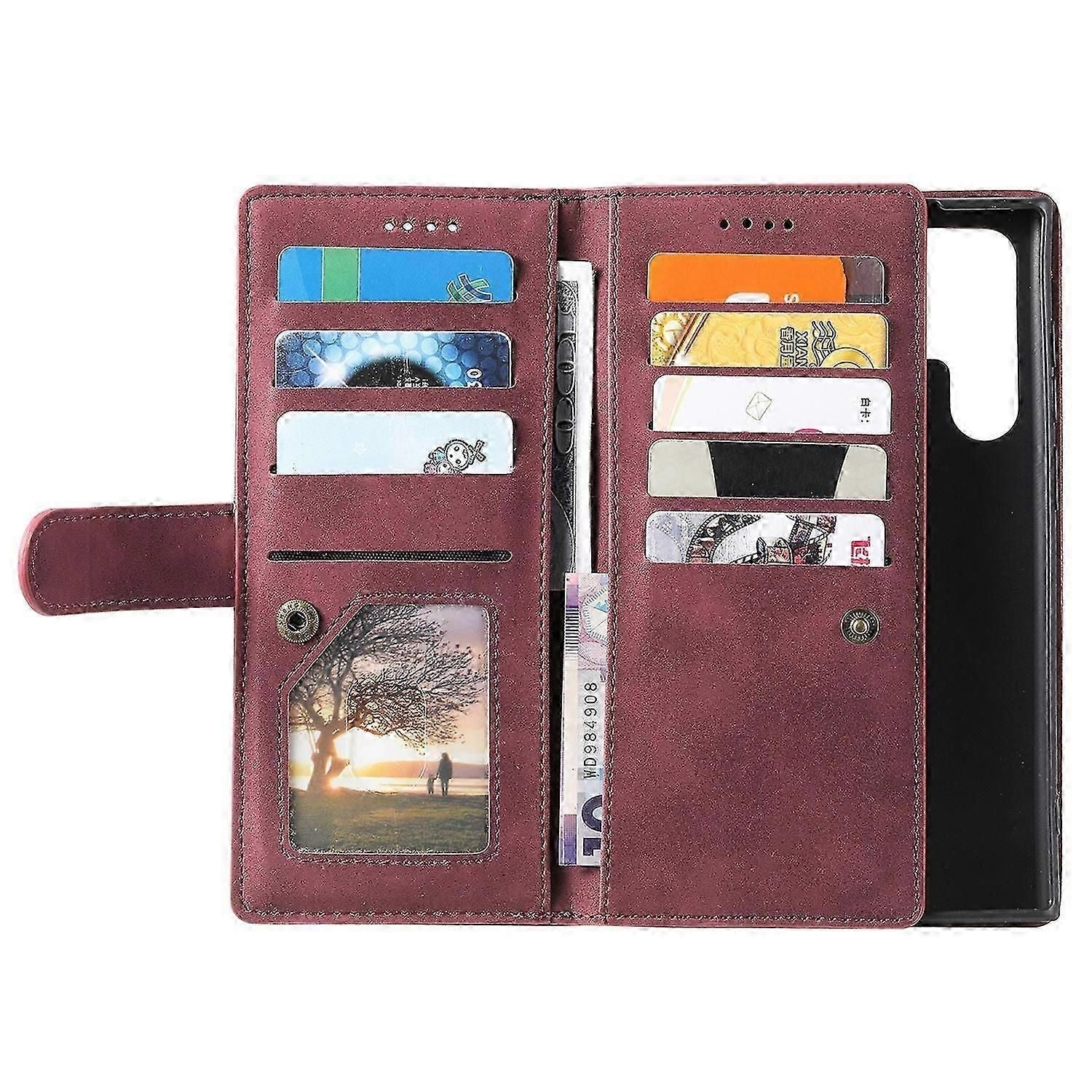 Wallet Case Compatible with Samsung Galaxy S25 Ultra - PU Leather Cover with 9 Card Slots & Magnetic Closure