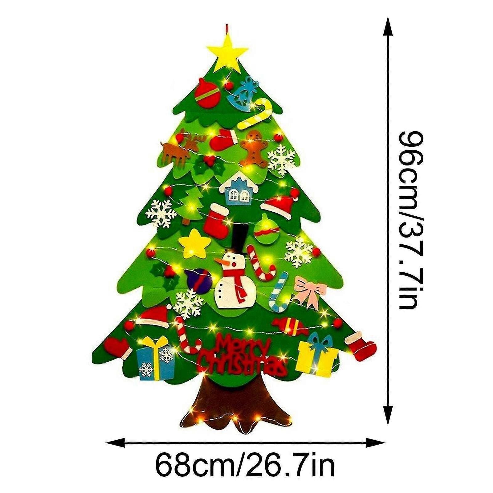 Diy Felt Christmas Tree For Kids Gift,with Detachable 32 Pcs Ornaments For Xmas New Year Decor