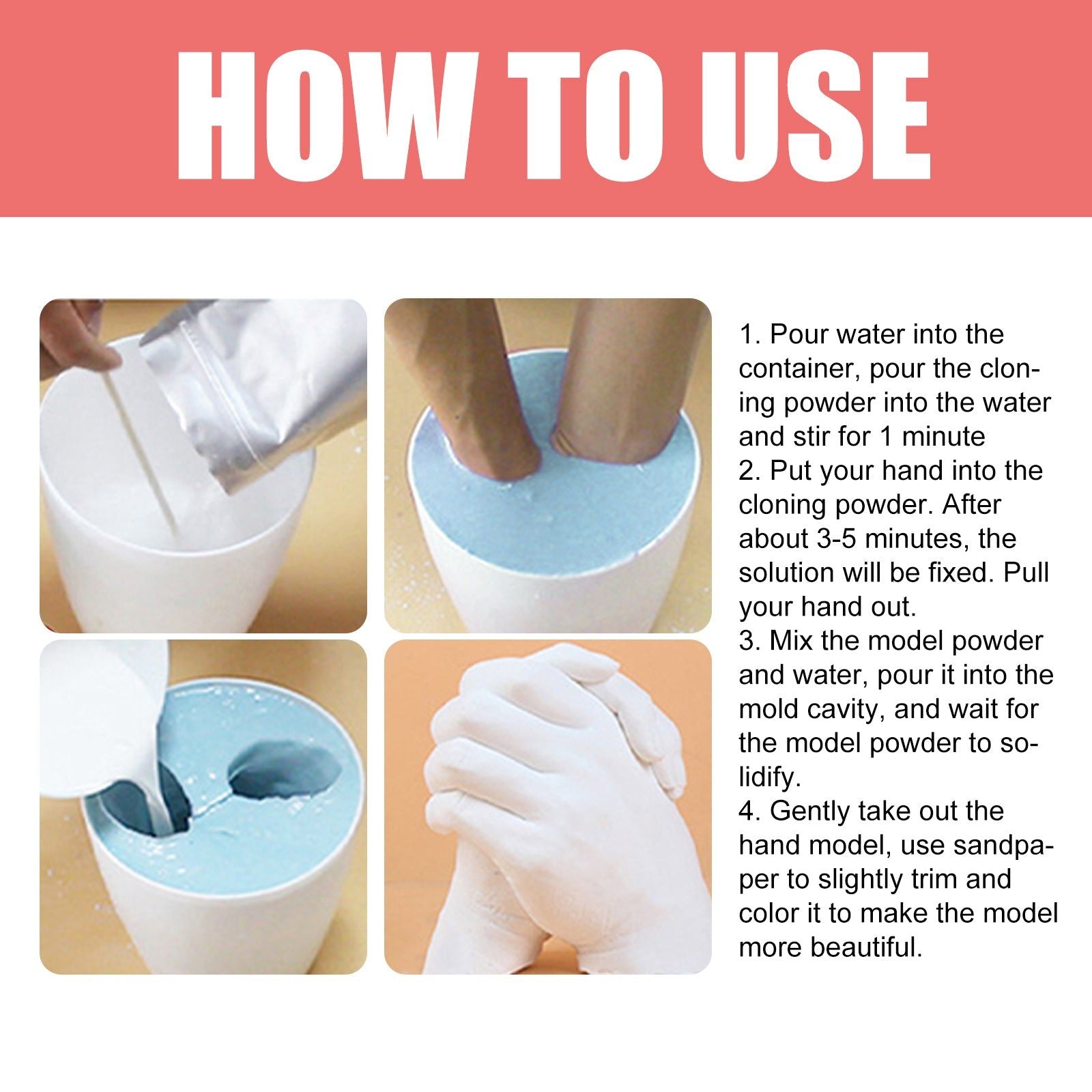 Create Perfect Hand Casts with Hand Film Plaster, DIY Memory Gift ,1set