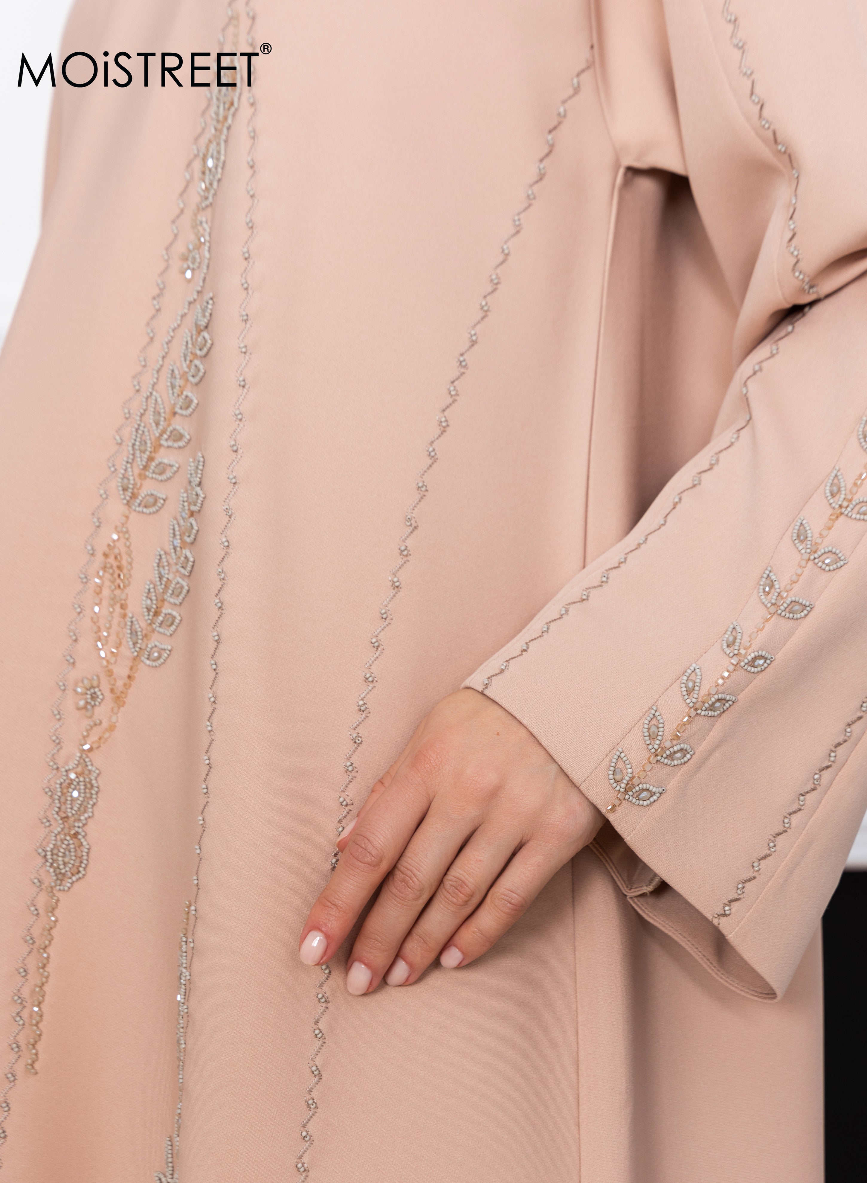 MOiSTREET Victoria Satin Embroidery Abaya