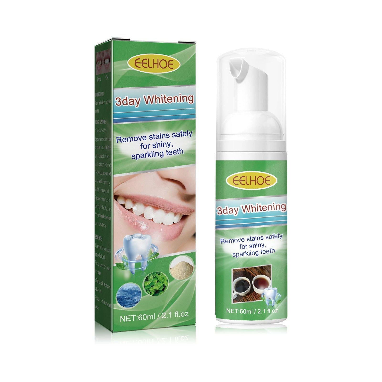 3-Day Whitening Tooth Mousse, Fresh Breath, Remove Stains, Brighten Smile ,60ml