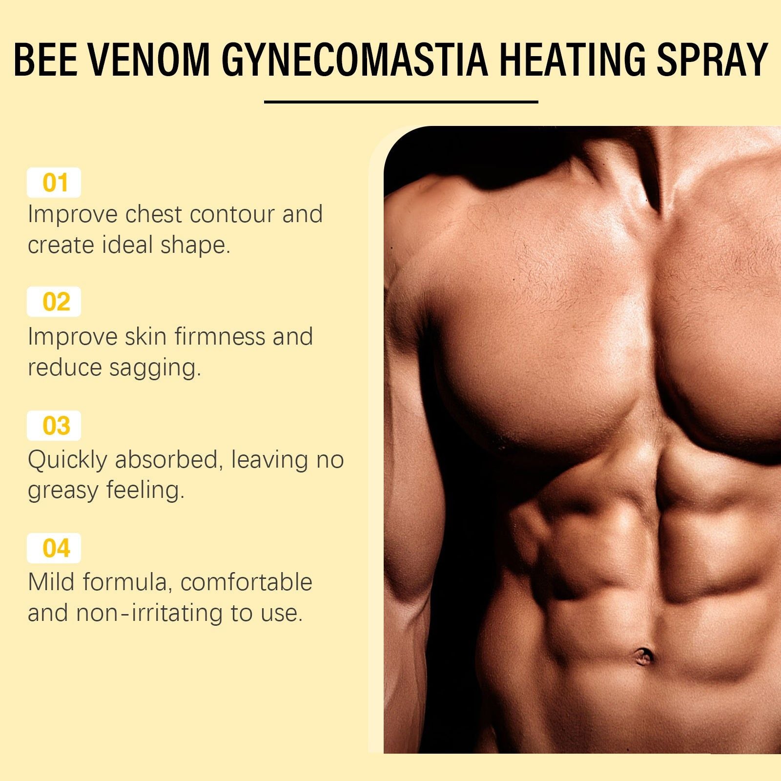 Men's Chest Firming Spray, Male Care, Body Contouring, Non-Greasy, Skin Tightening ,30ml