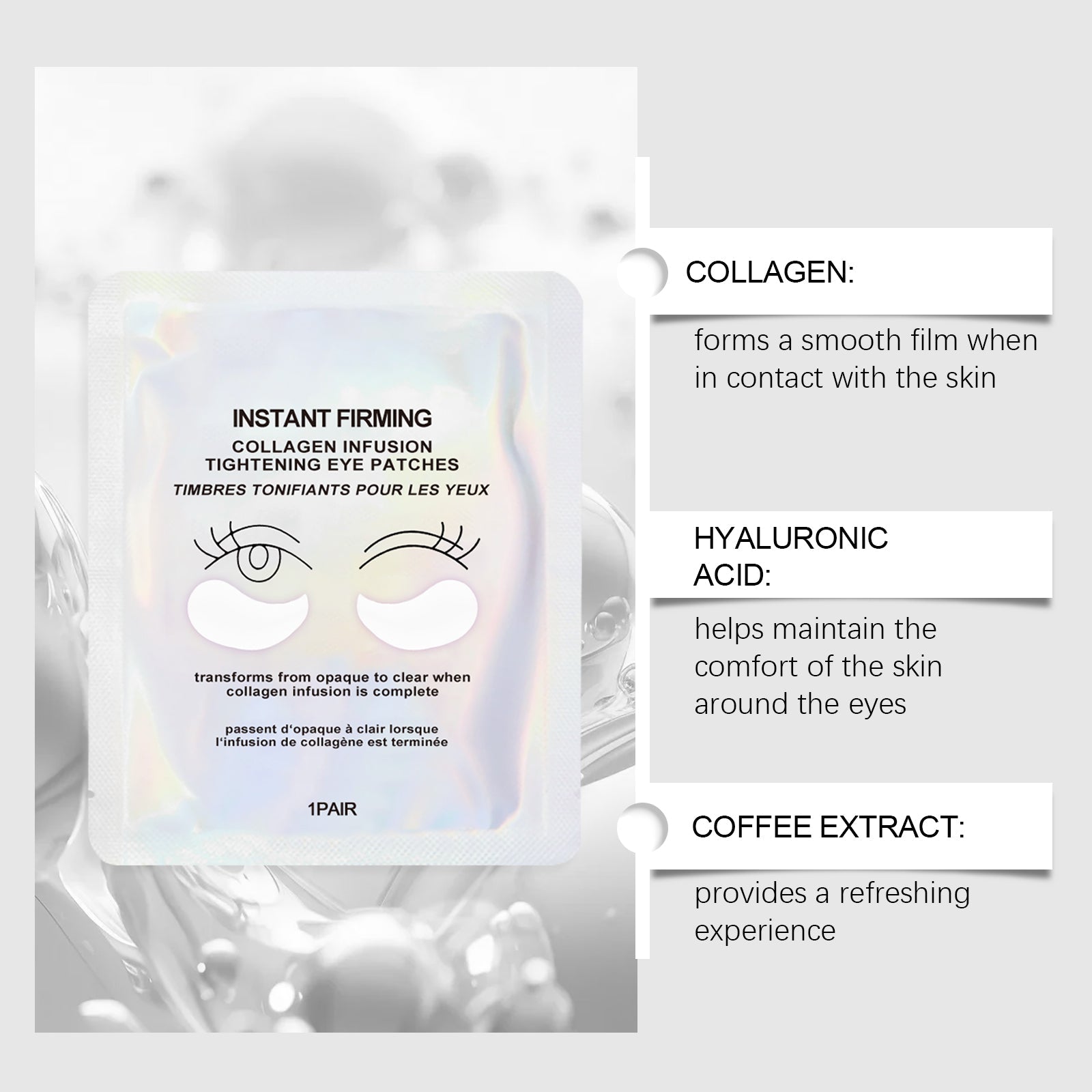 Deep Hydrating Collagen Eye Mask for Youthful Skin, Eye Care, Wrinkle Reduction ,8pairs