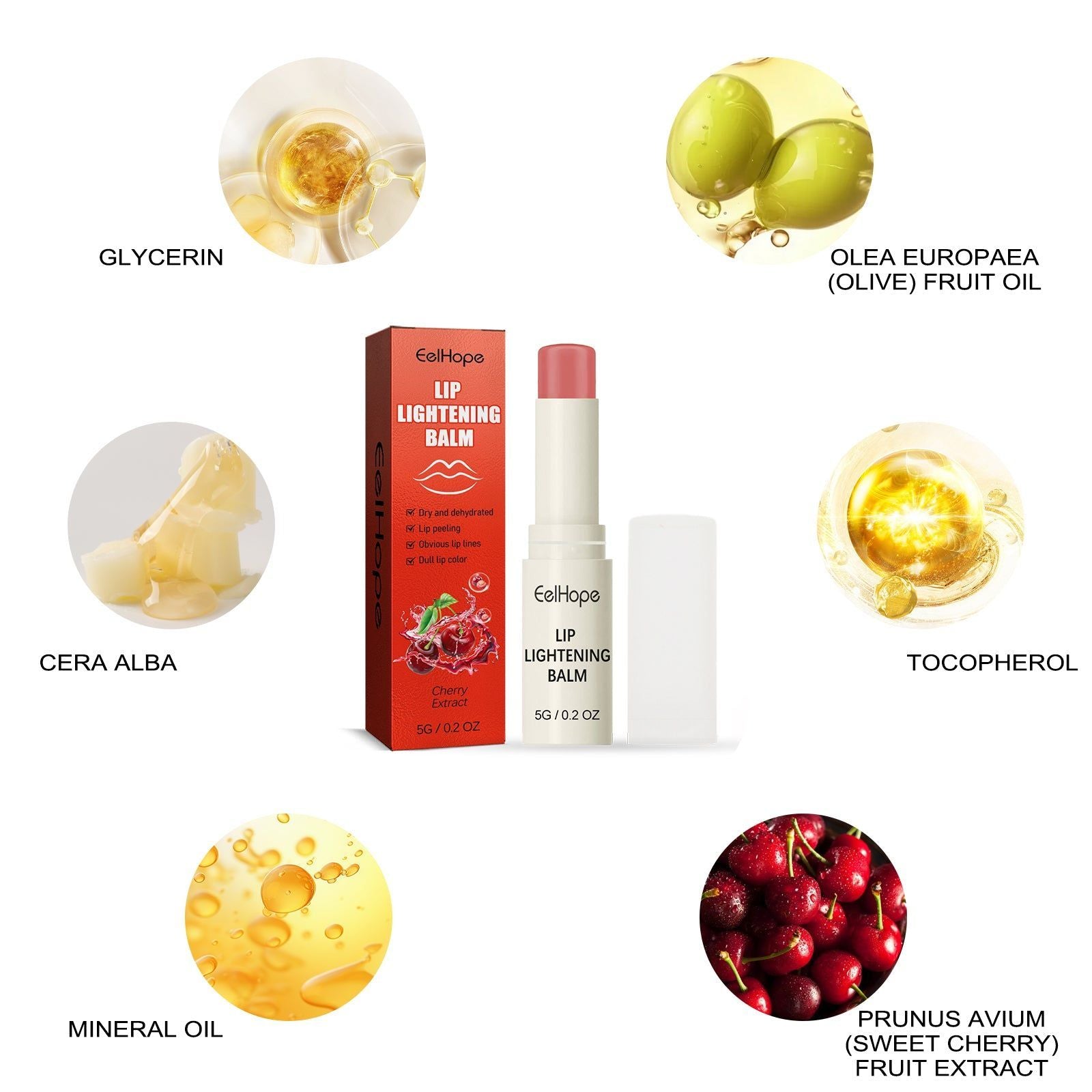 Cherry Lip Moisturizer, Hydrating Lip Balm for Soft, Smooth, and Nourished Lips ,5g