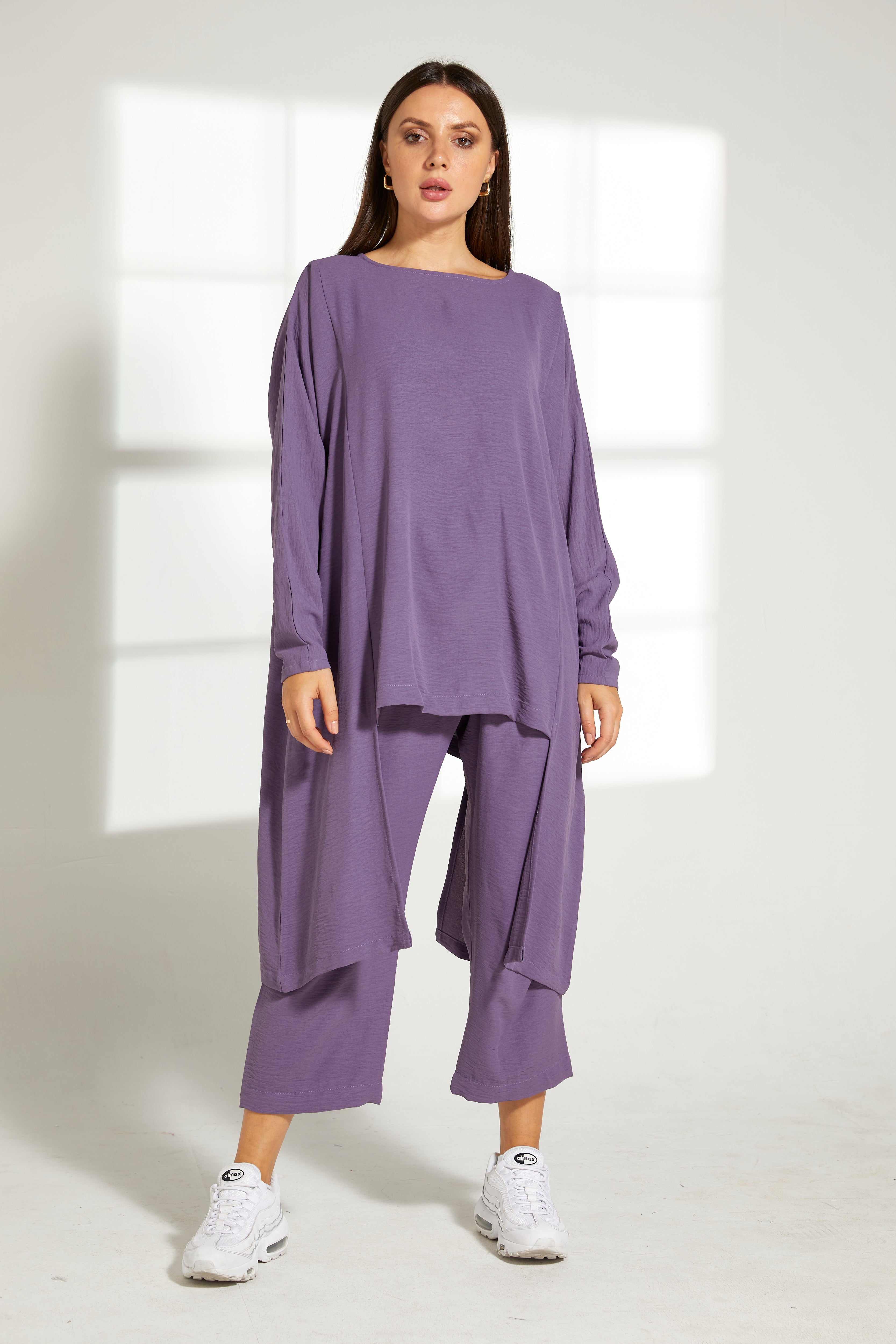 MOiSTREET Purple CEY Fabric Top and Pants Set