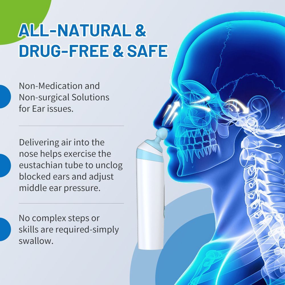 Ear Pressure Relief Device Eustachian Tube Blower Balanced Ear Pressure Improve Tinnitus for Airplane Travel