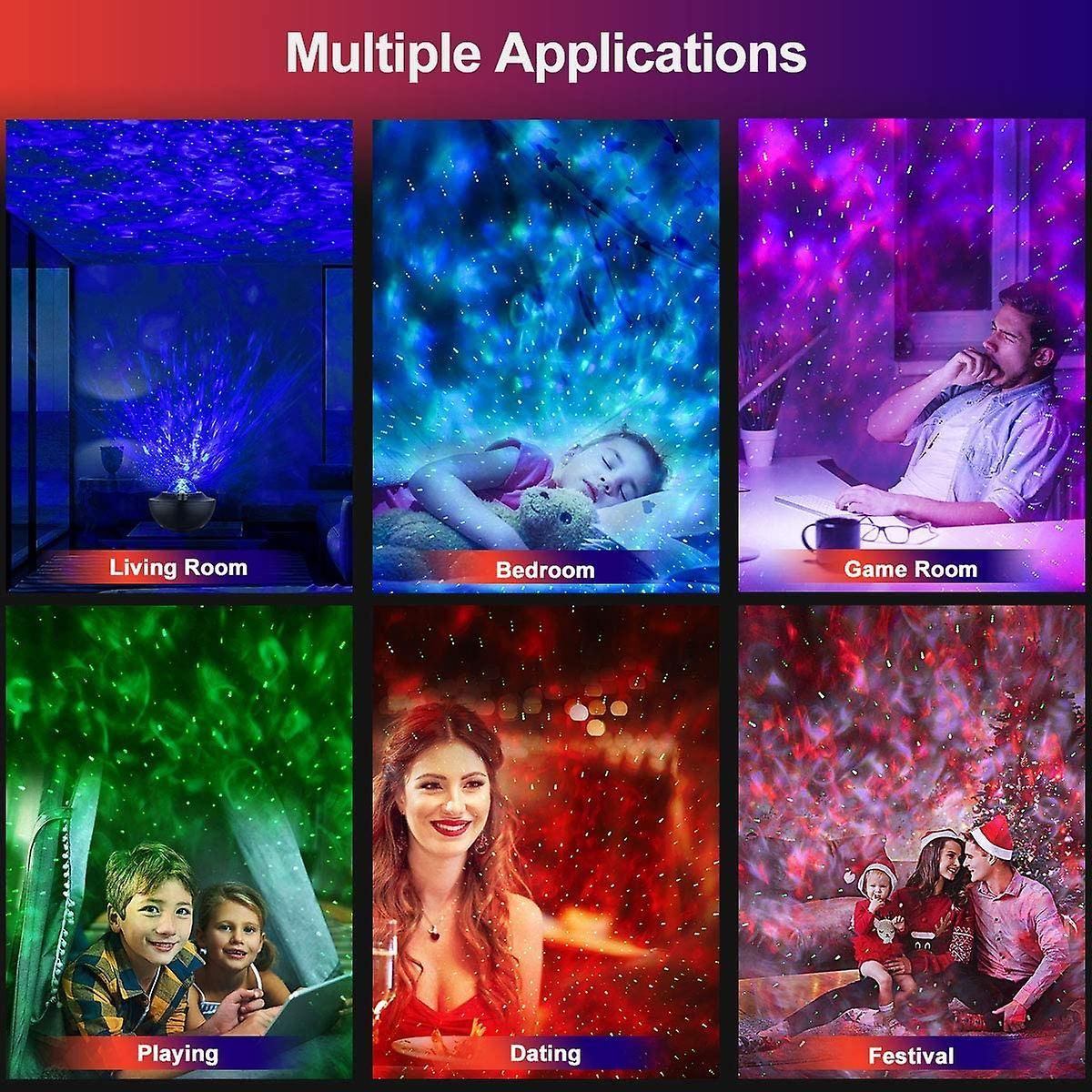 LED Starry Galaxy Night Light Projector with Speaker 10 Colors 21 Modes