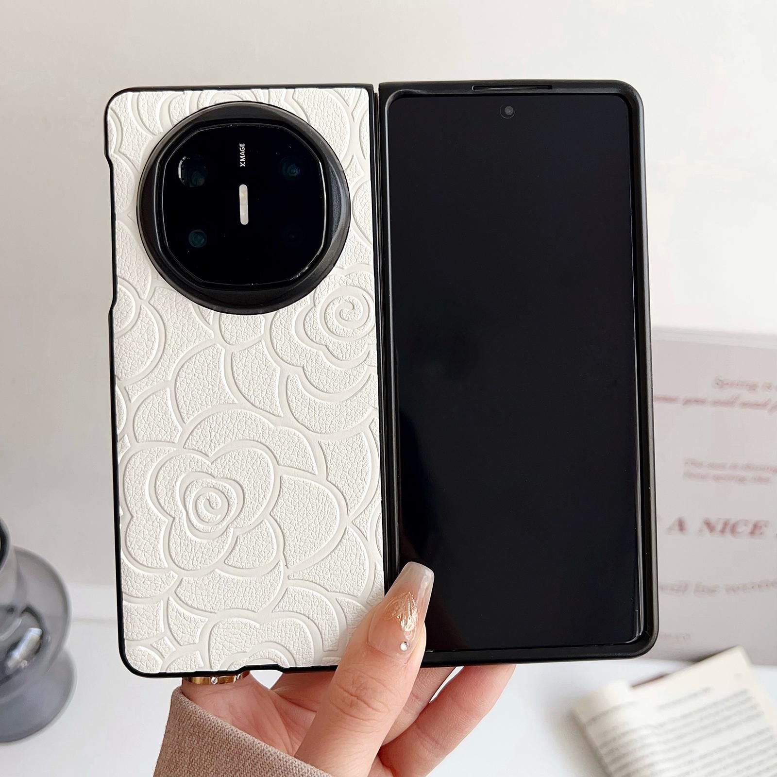 Camellia Pattern PU Case For Huawei Mate X6